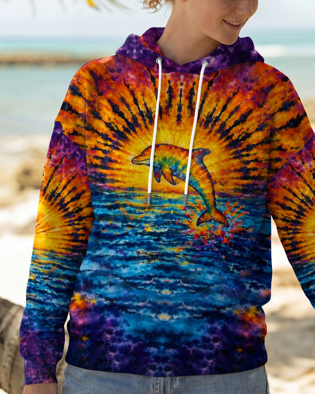 DOLPHIN SUNSET WATERCOLOR PATTERN ALL OVER PRINT - TLHN0904262
