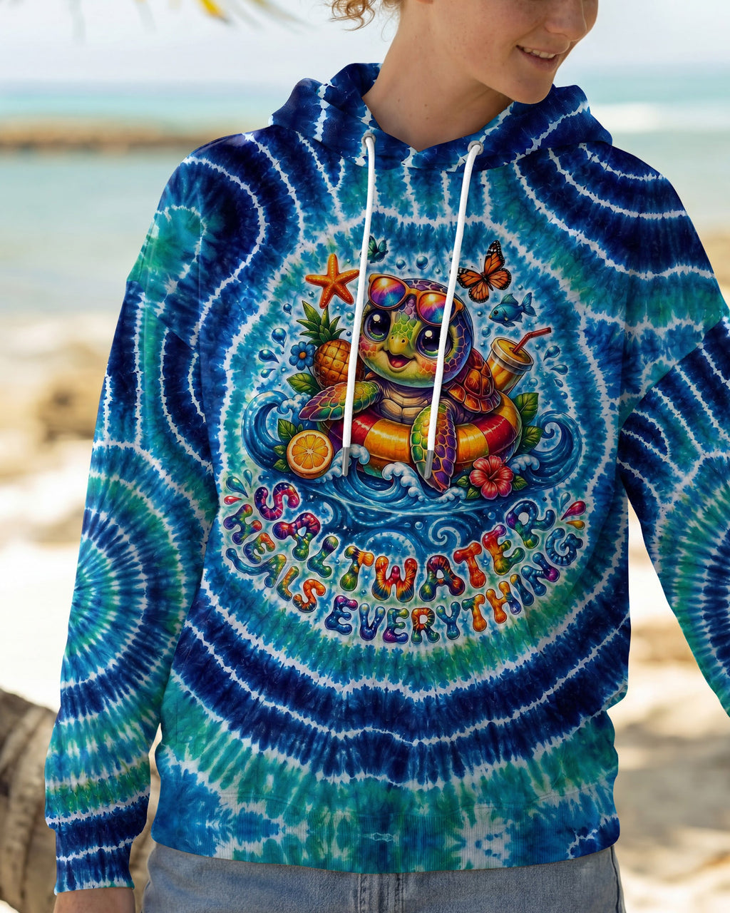 SALTWATER HEALS EVERYTHING TURTLE SWIRL ALL OVER PRINT - KMTM0605261