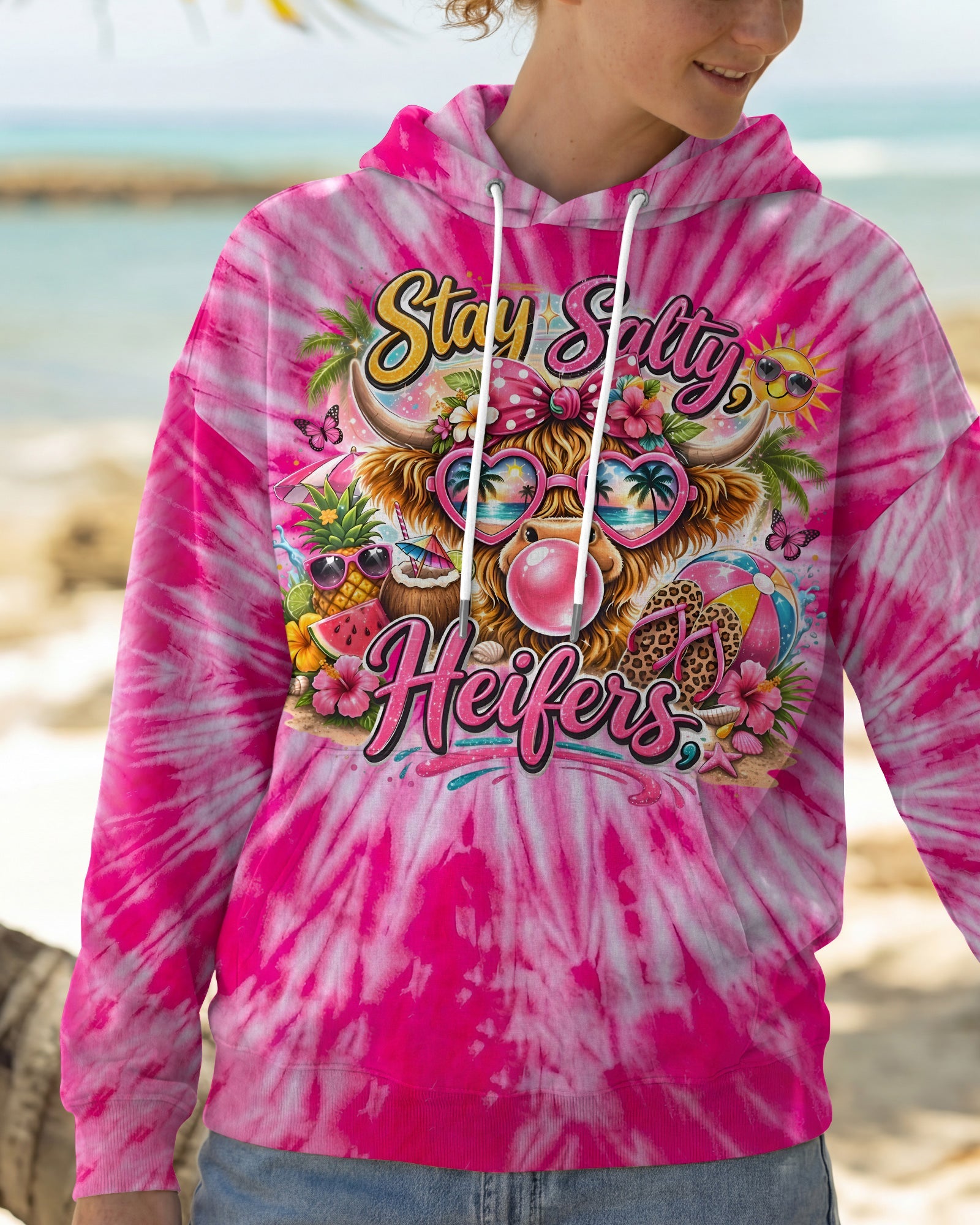 STAY SALTY HEIFERS PINK ALL OVER PRINT - TYLN2804261