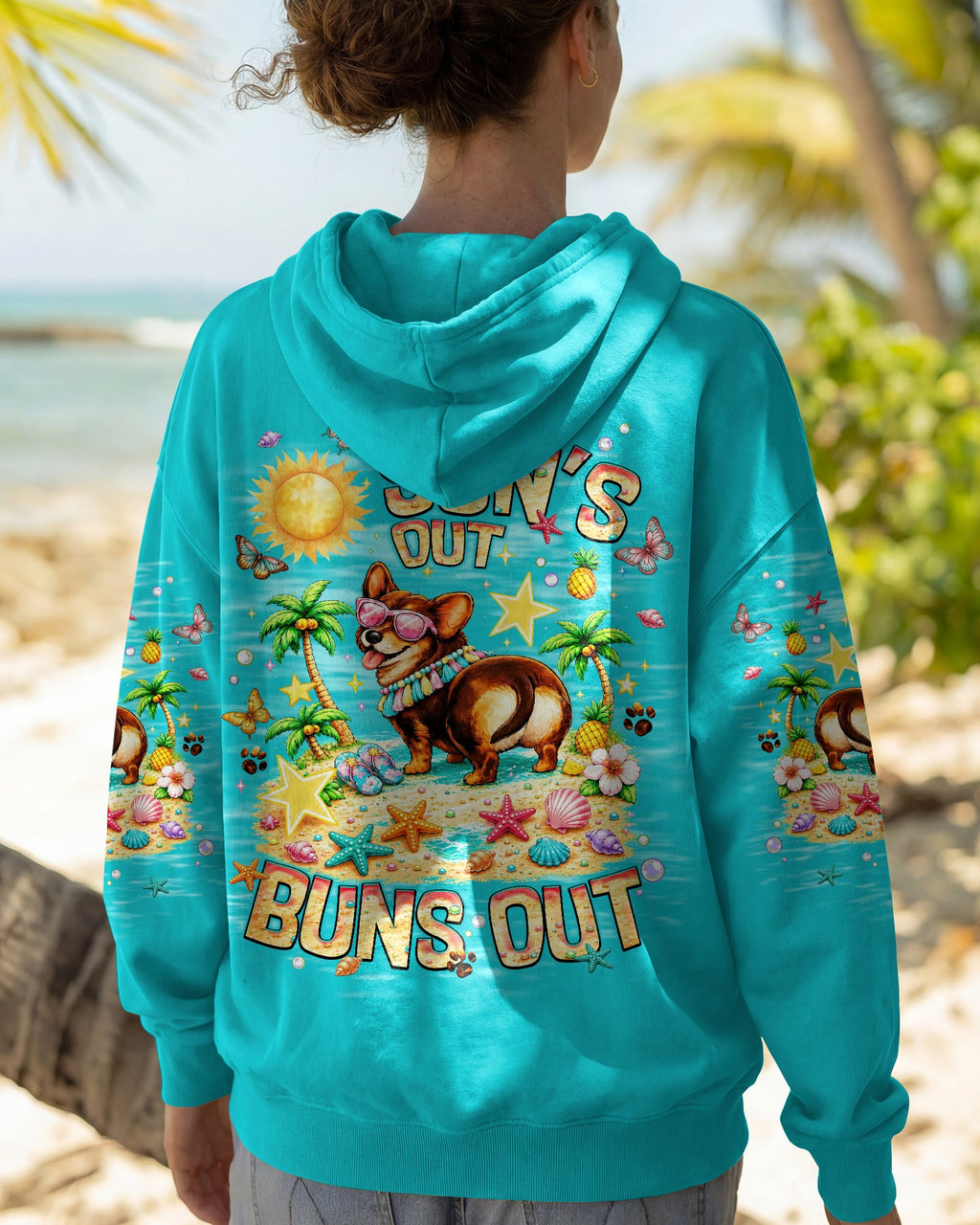 SUN'S OUT BUNS OUT CORGI  DOG ALL OVER PRINT   - TLNT0906252