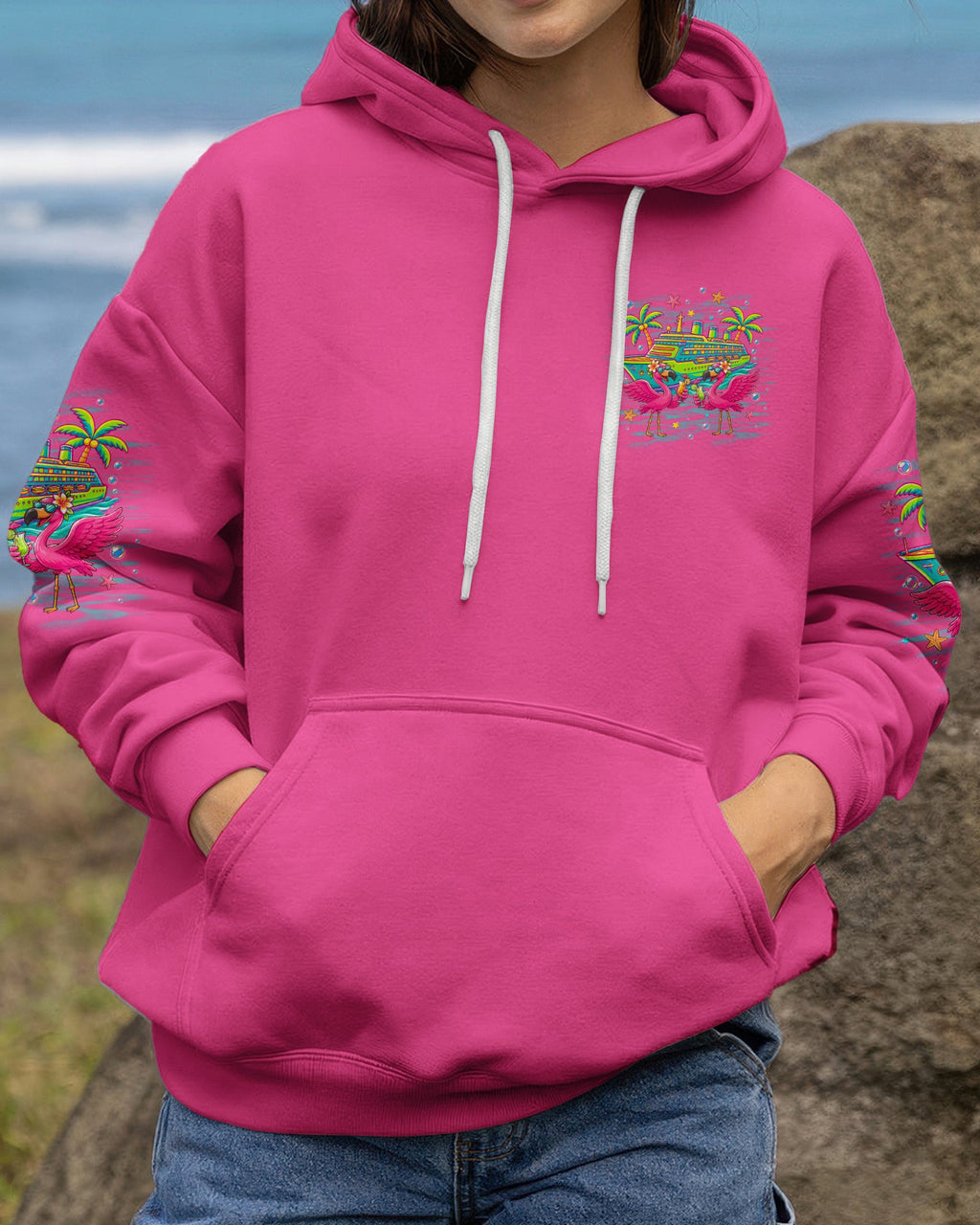 APPARENTLY WE'RE TROUBLE FLAMINGO CRUISING ALL OVER PRINT - TLNO307263