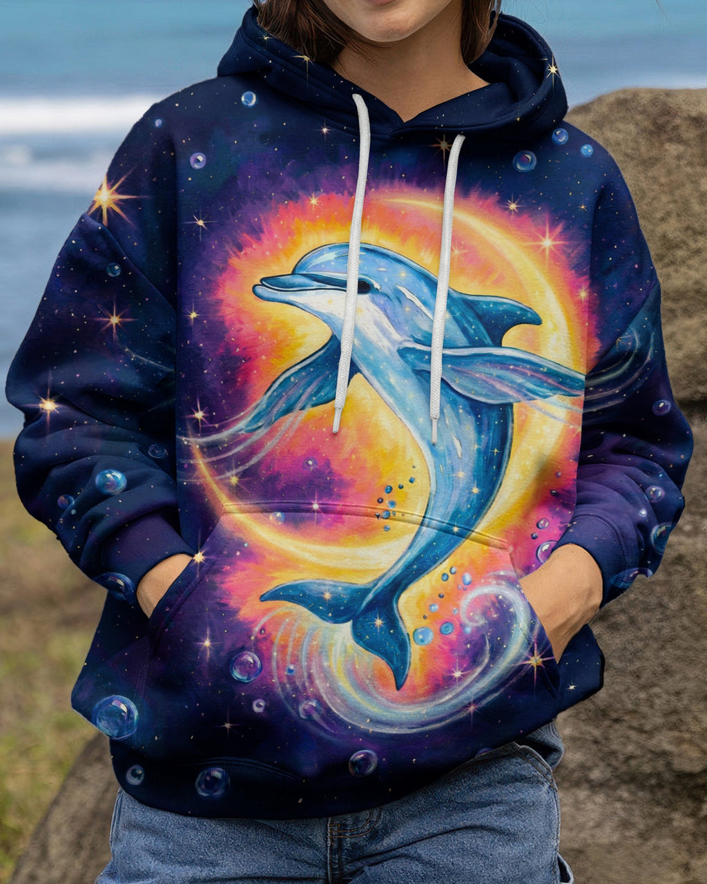 COSMIC MOON DOLPHIN GALAXY ALL OVER PRINT - RI1105263