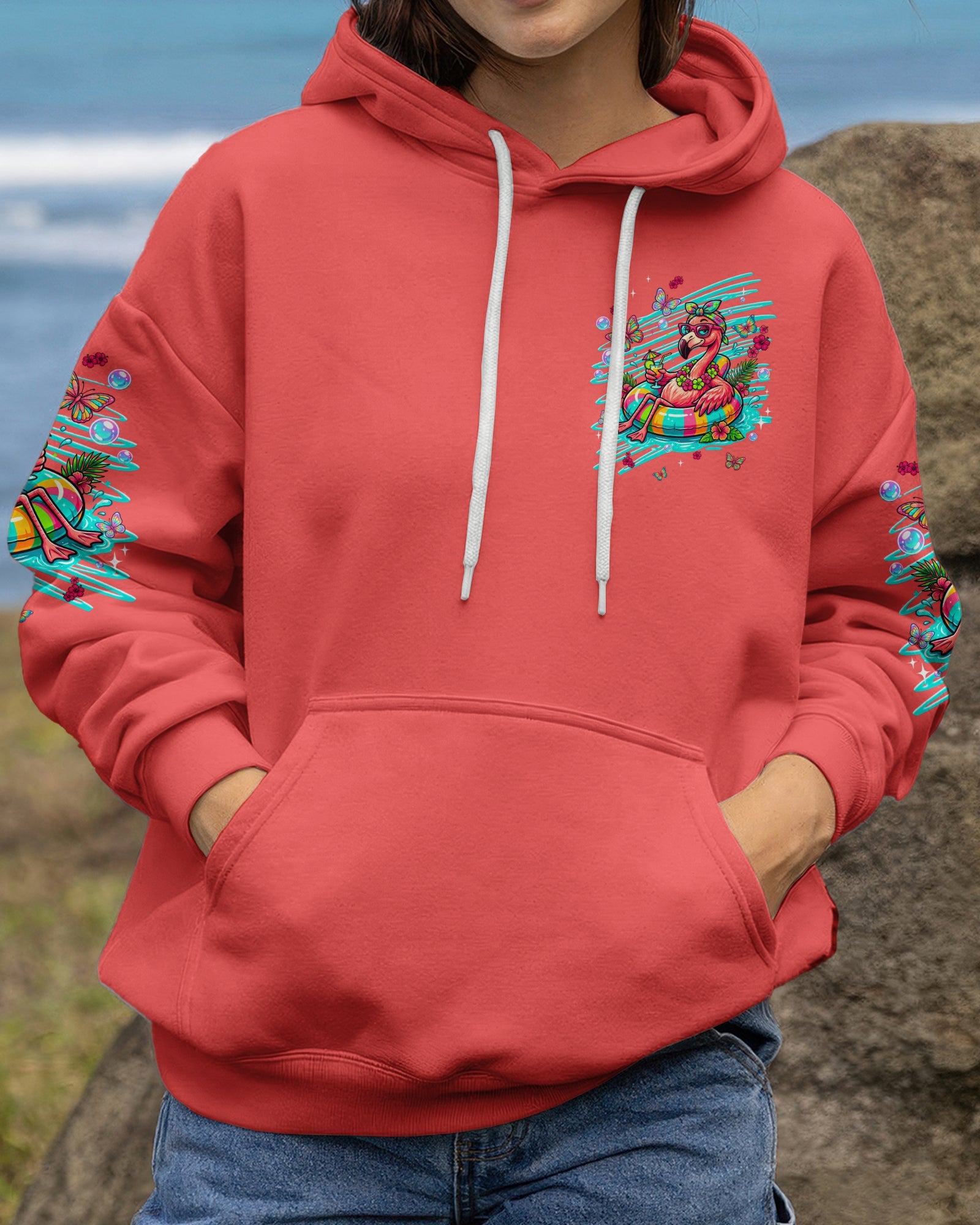 GO WITH THE FLOW FLAMINGO ALL OVER PRINT  - TLNT1806263