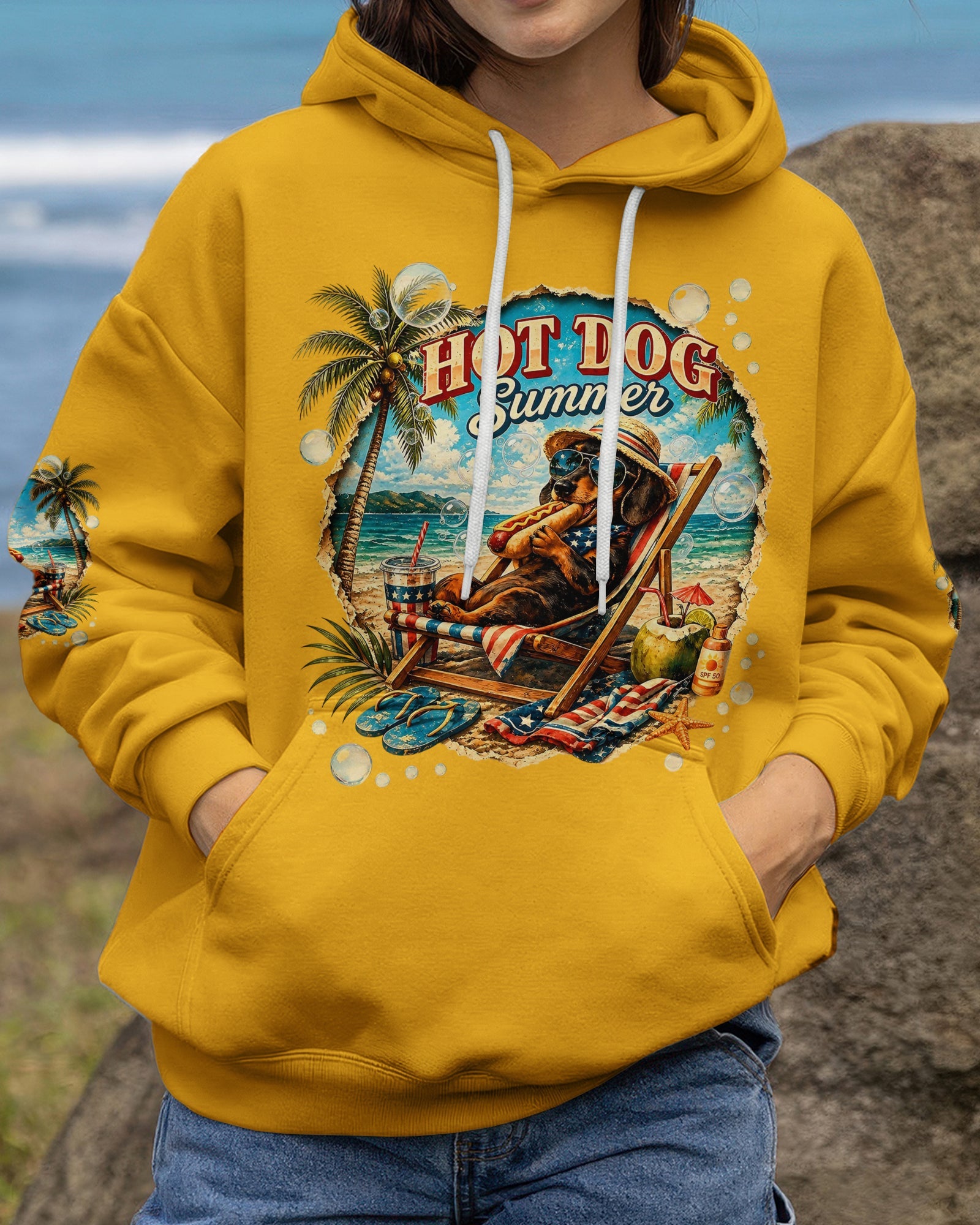 HOT DOG SUMMER DACHSHUND DOG ALL OVER PRINT  - TLHG0605261