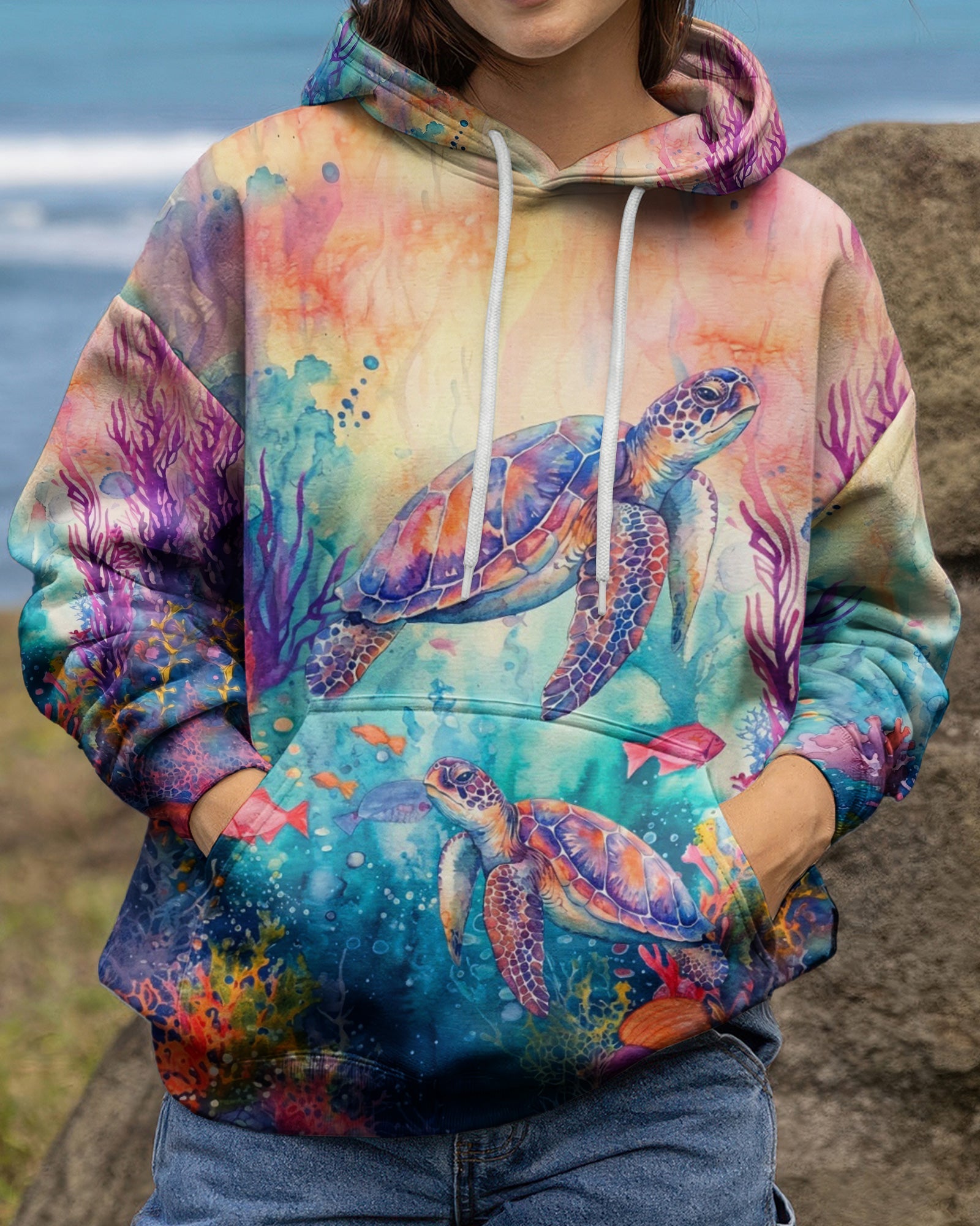 SALTWATER HEALS EVERYTHING TURTLE ALL OVER PRINT  - TLHN2104261