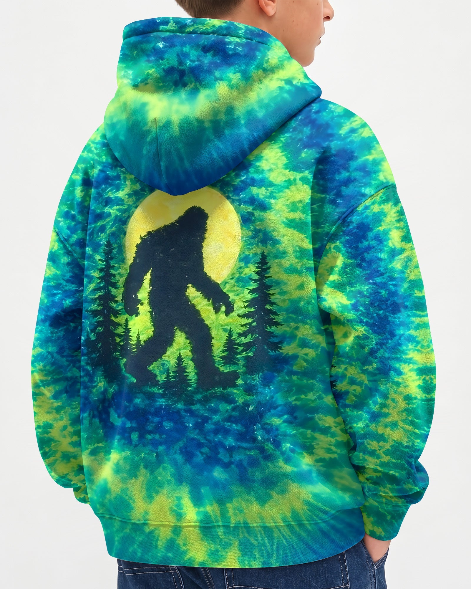 BIGFOOT IN THE FOREST GREEN BLUE SWIRL KIDS ALL OVER PRINT  - TLNO0906261