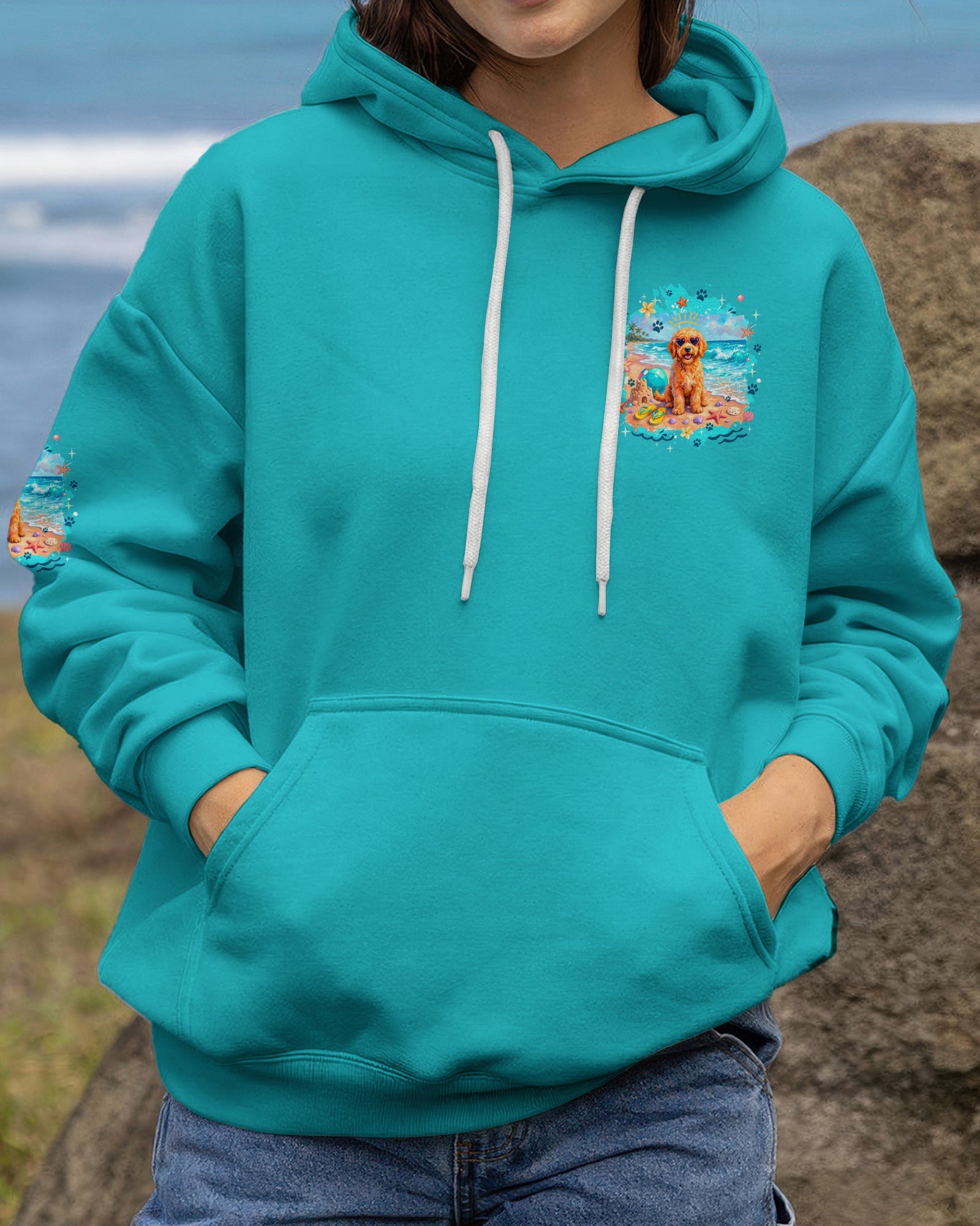 BEACH HAIR DON'T CARE GOLDEN DOODLE DOG ALL OVER PRINT - TYQY2005263
