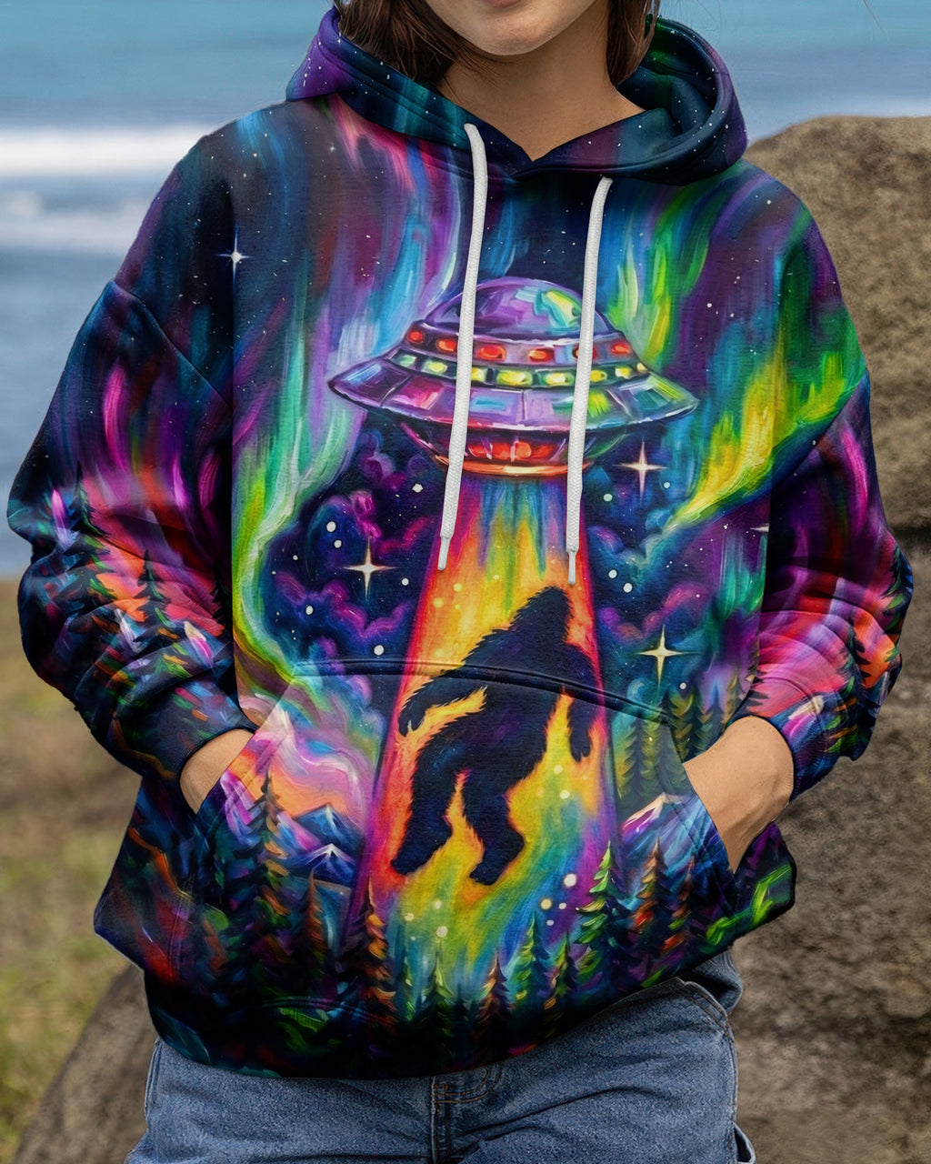 BELIEVE BIGFOOT UFO ABDUCTION ALL OVER PRINT - RI1305261