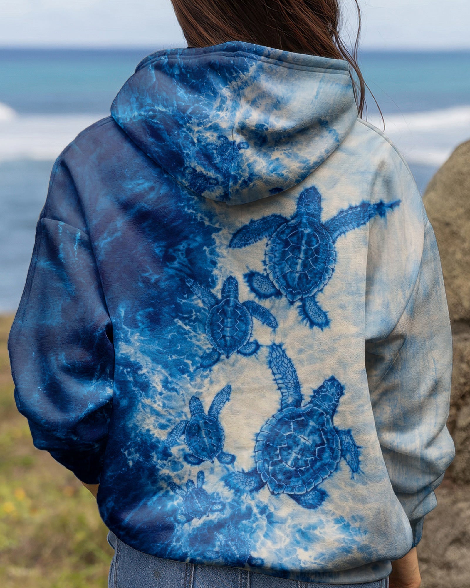 SEA TURTLE FAMILY WAVES  ALL OVER PRINT - TLTW1504263
