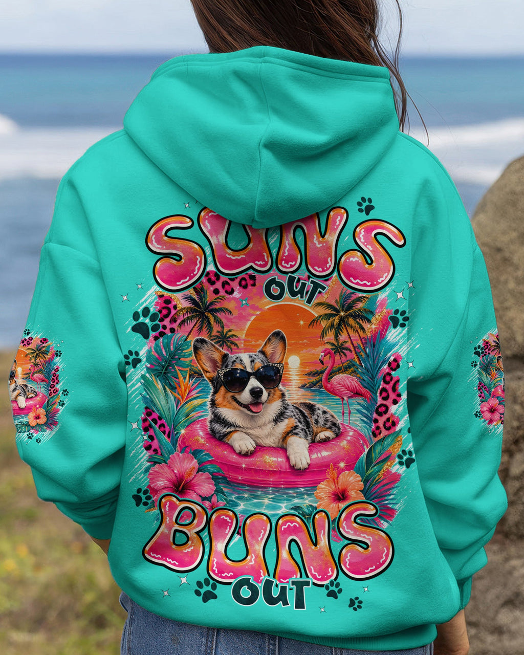 SUN'S OUT BUNS OUT CORGI DOG ALL OVER PRINT - TYPQ1306263
