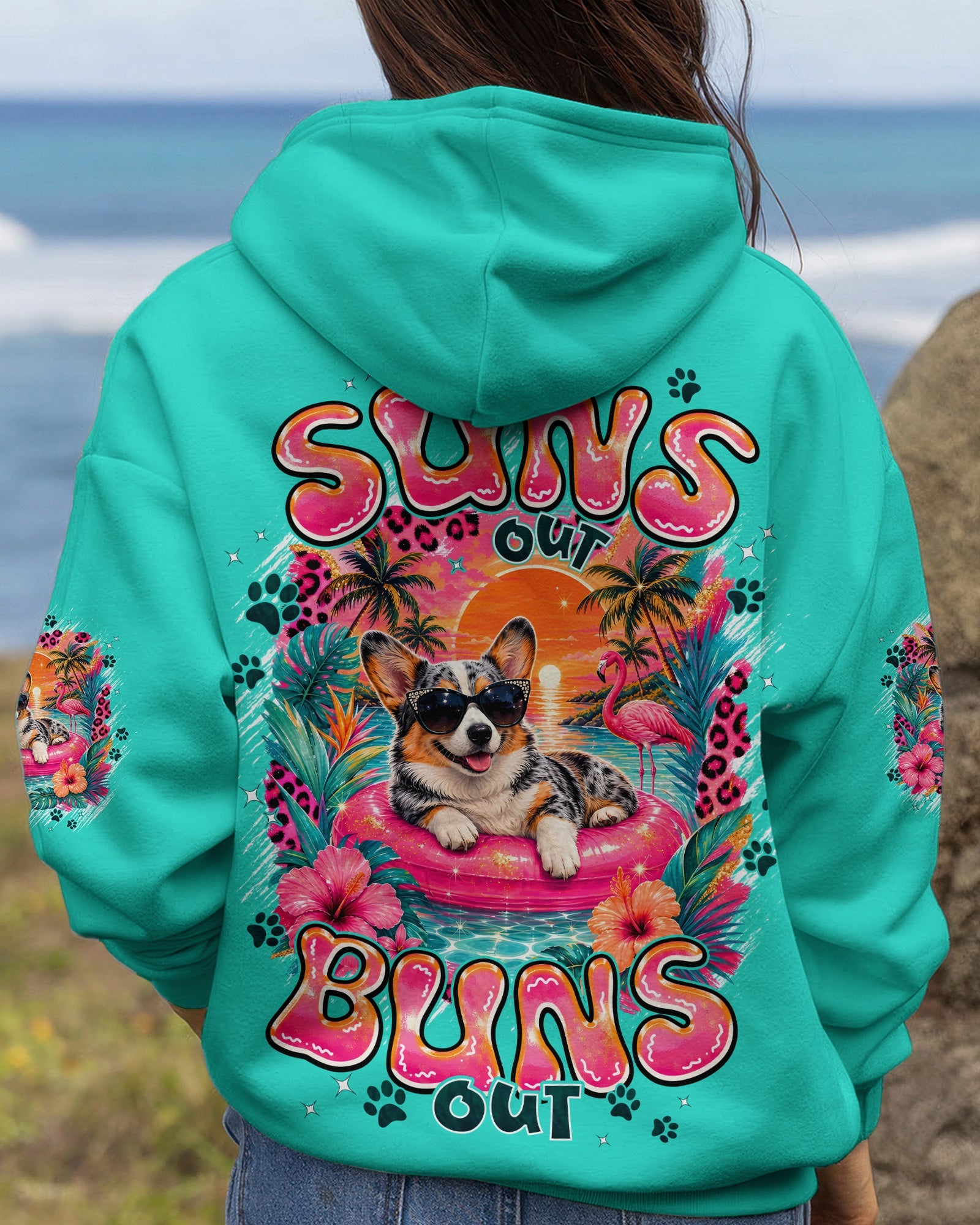 SUN'S OUT BUNS OUT CORGI DOG ALL OVER PRINT - TYPQ1306263
