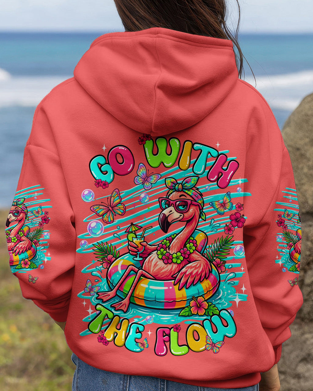 GO WITH THE FLOW FLAMINGO ALL OVER PRINT  - TLNT1806263