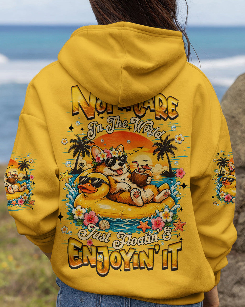 NOT A CARE IN THE WORLD CORGI DOG  ALL OVER PRINT  - TLHN0405263