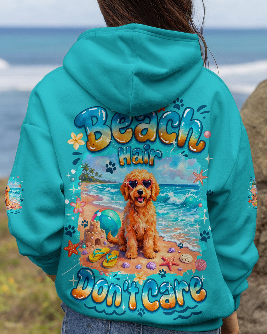BEACH HAIR DON'T CARE GOLDEN DOODLE DOG ALL OVER PRINT - TYQY2005263