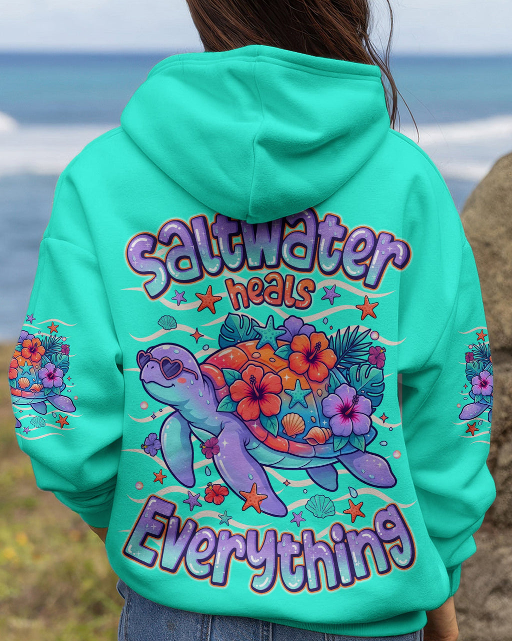 SALTWATER HEALS EVERYTHING TURTLE ALL OVER PRINT  - TLNO1507261