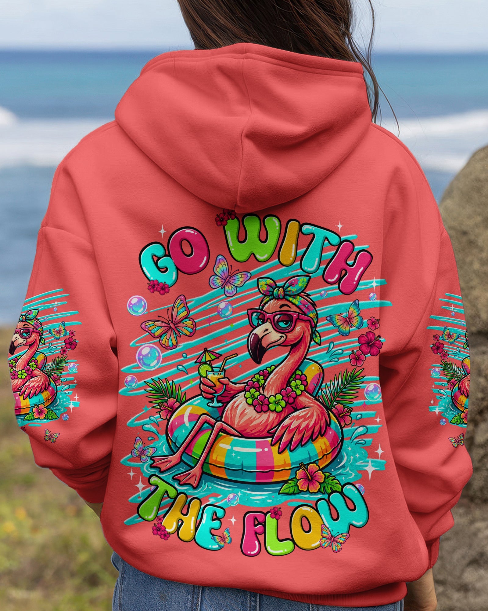 GO WITH THE FLOW FLAMINGO ALL OVER PRINT  - TLNT1806263