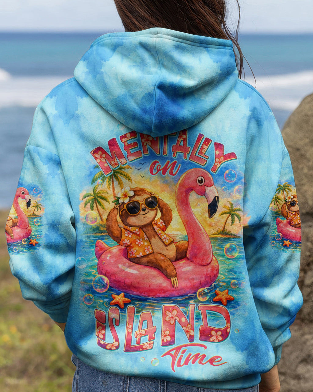 MENTALLY ON ISLAND TIME SLOTH ALL OVER PRINT - TLTW0704262