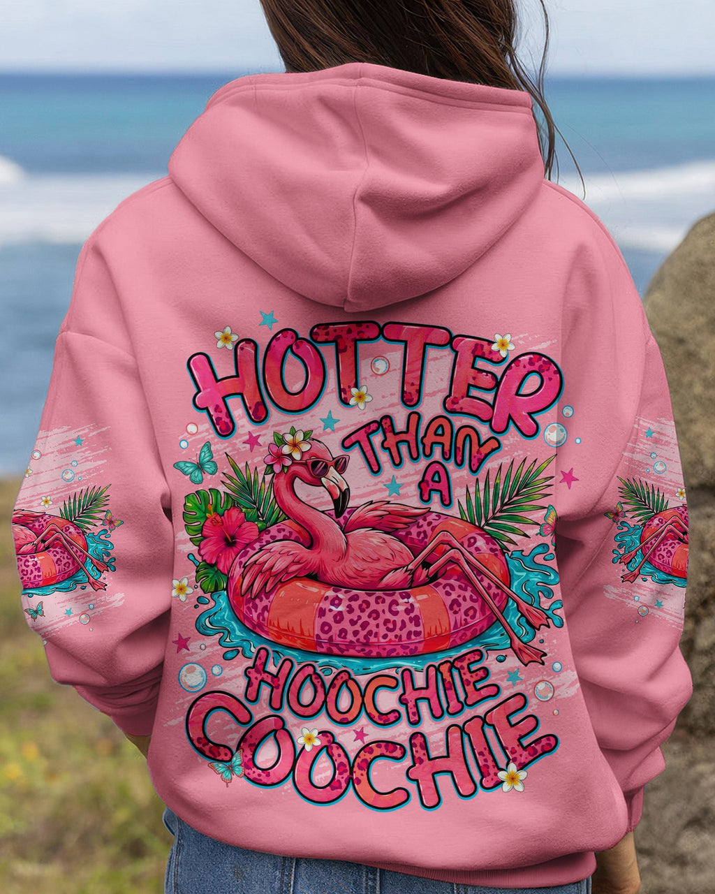 HOTTER THAN A HOOCHIE COOCHIE FLAMINGO ALL OVER PRINT  - TLNT0705264