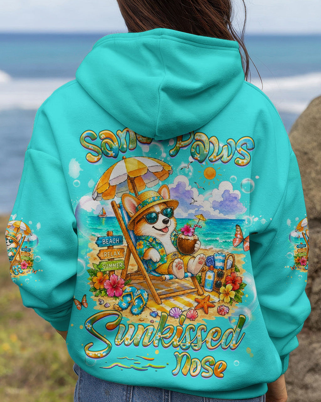 SANDY PAWS SUNKISSED NOSE CORGI DOG ALL OVER PRINT - TLHG0505261