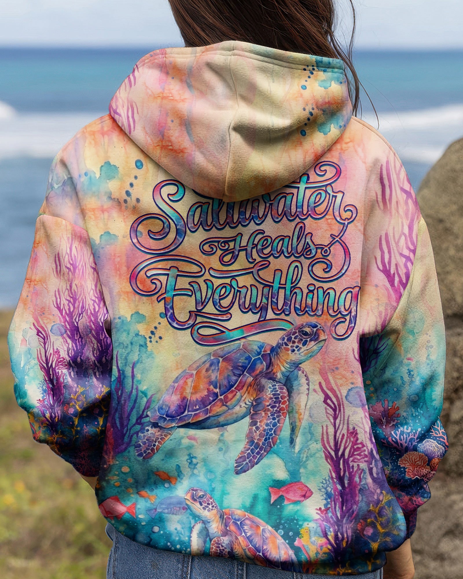 SALTWATER HEALS EVERYTHING TURTLE ALL OVER PRINT  - TLHN2104261