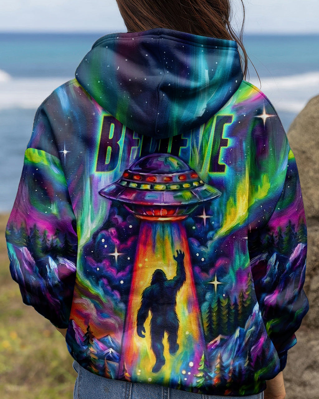 BELIEVE BIGFOOT UFO ABDUCTION ALL OVER PRINT - RI1305261
