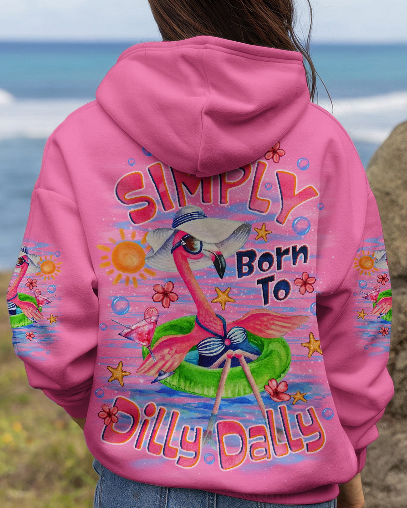 I WAS SIMPLY BORN TO DILLY DALLY FLAMINGO  ALL OVER PRINT - TLNO1205262