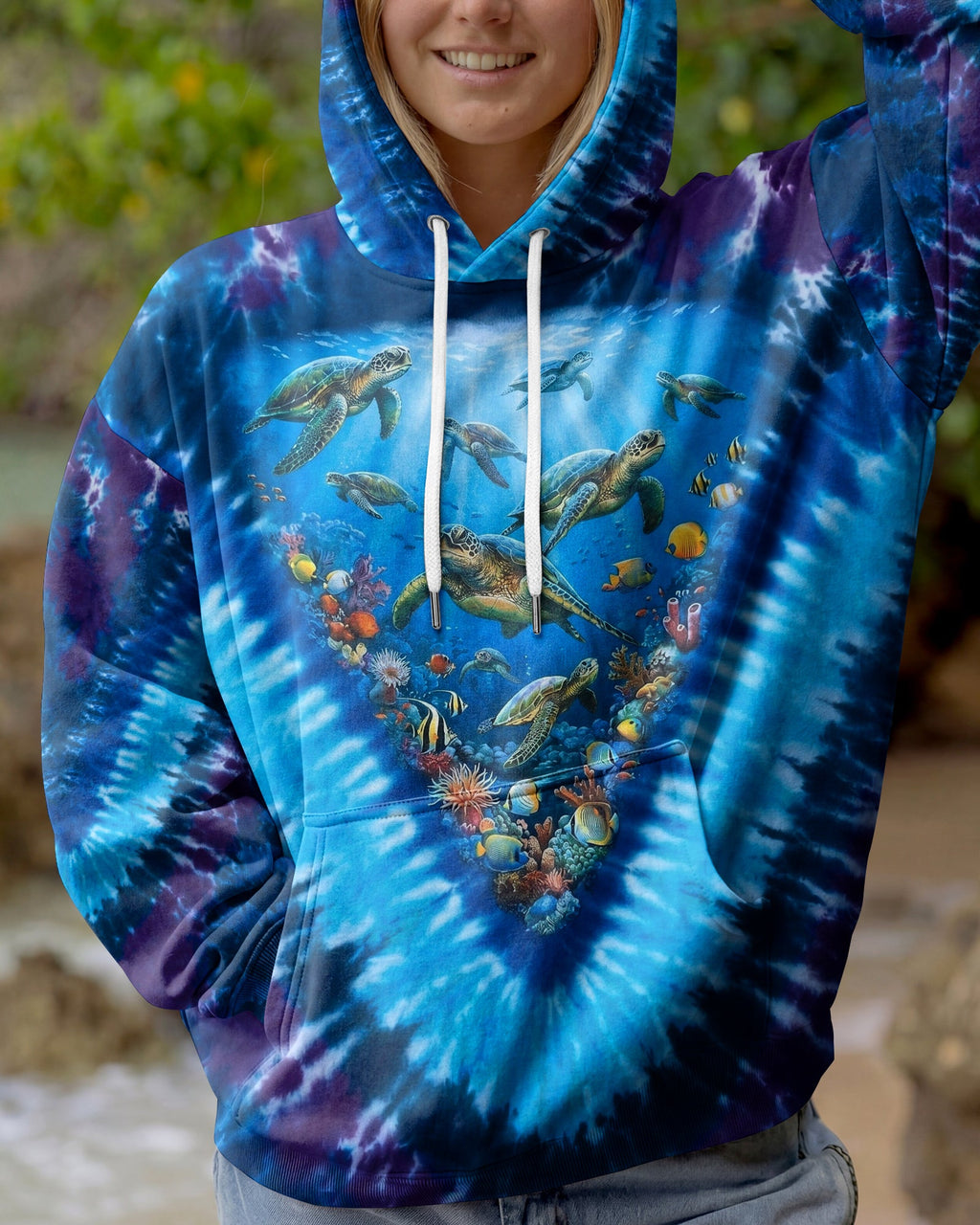 SALTWATER HEALS EVERYTHING OCEAN BLUE TURTLE BURST ALL OVER PRINT - TY0906261