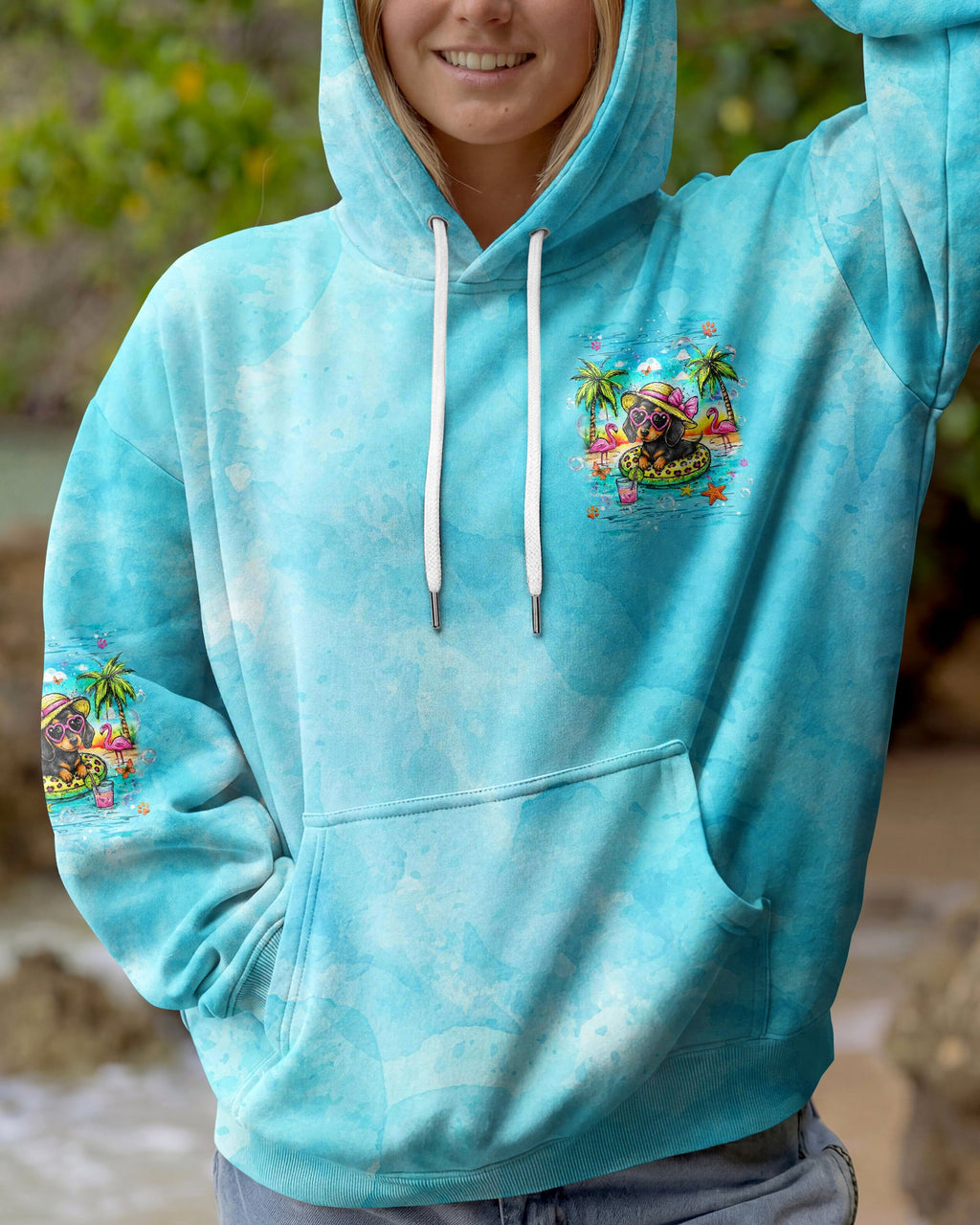 FLOAT DRINK TAN REPEAT DACHSHUND DOG ALL OVER PRINT -  TLHG2205263