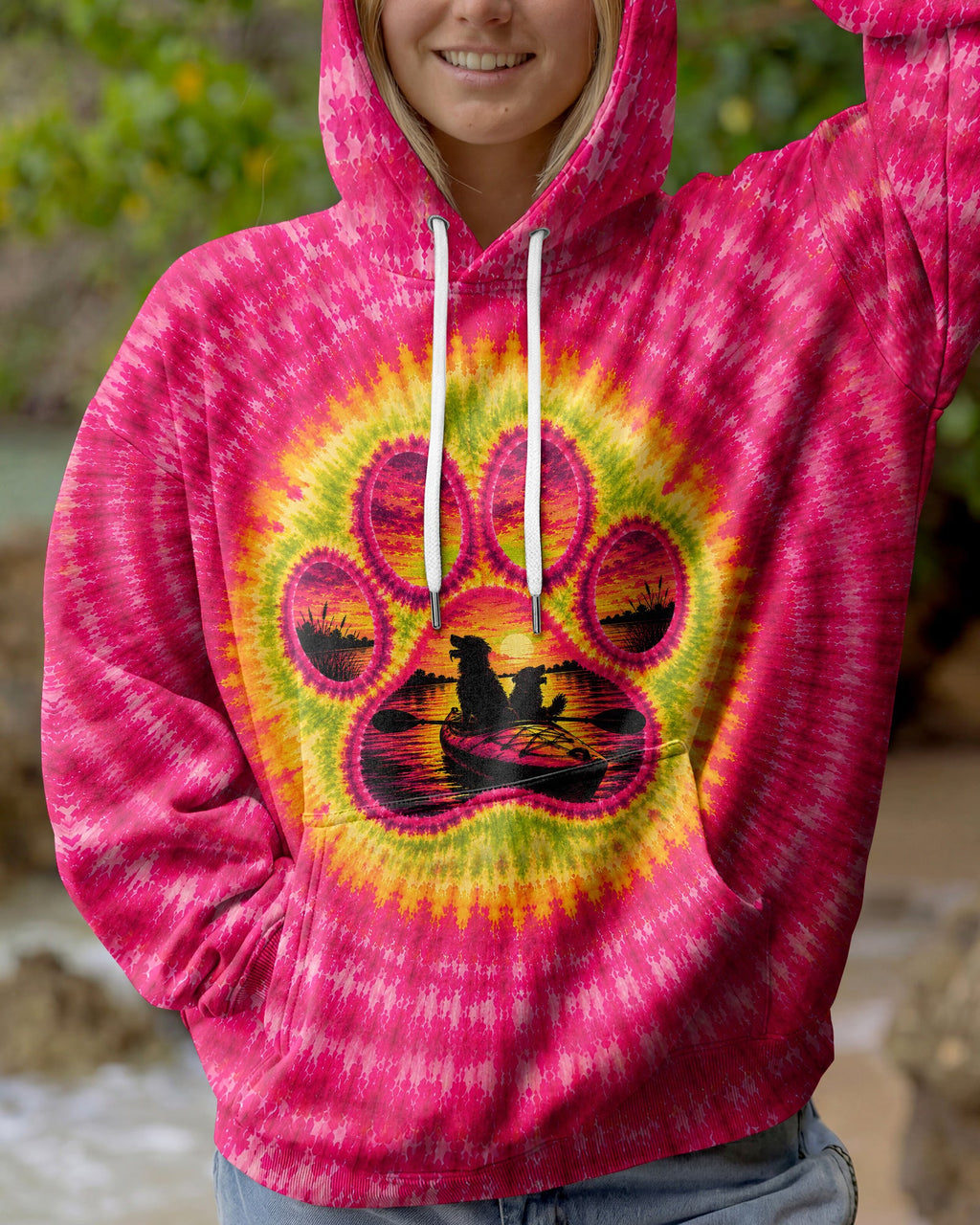 PAW PRINT KAYAK DOG SUNSET ALL OVER PRINT - TLNT0207265