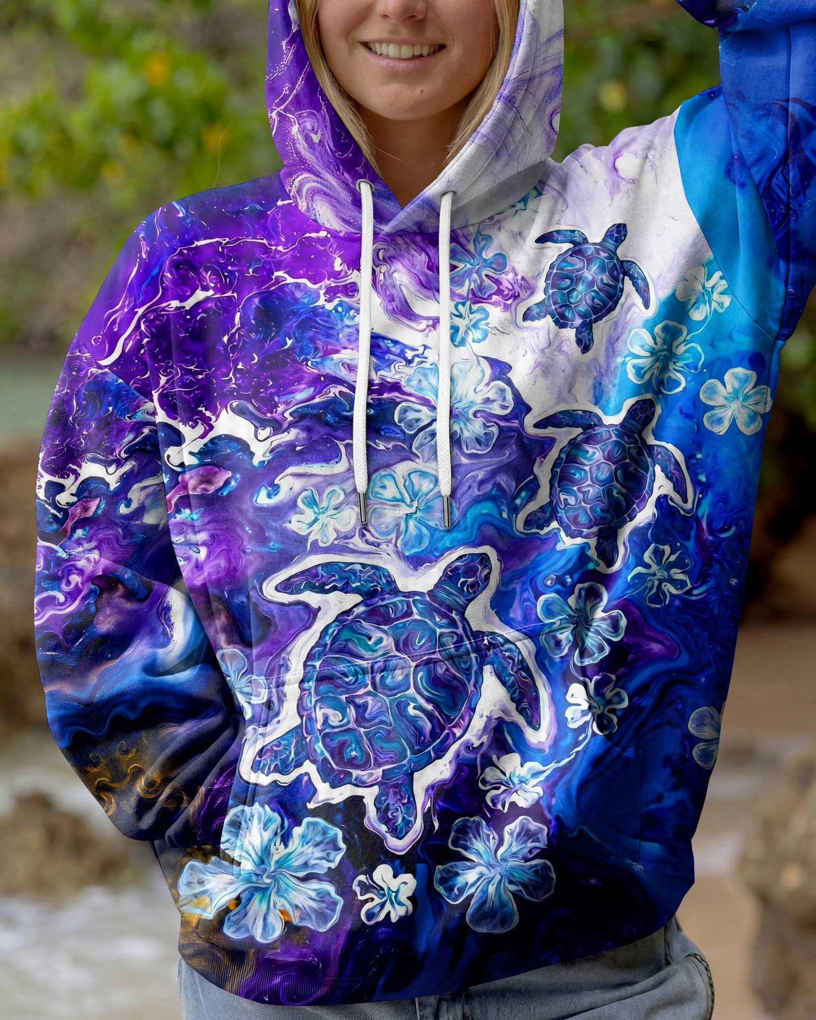 BLUE PURPLE OCEAN TURTLES ALL OVER PRINT - TYLN1806261
