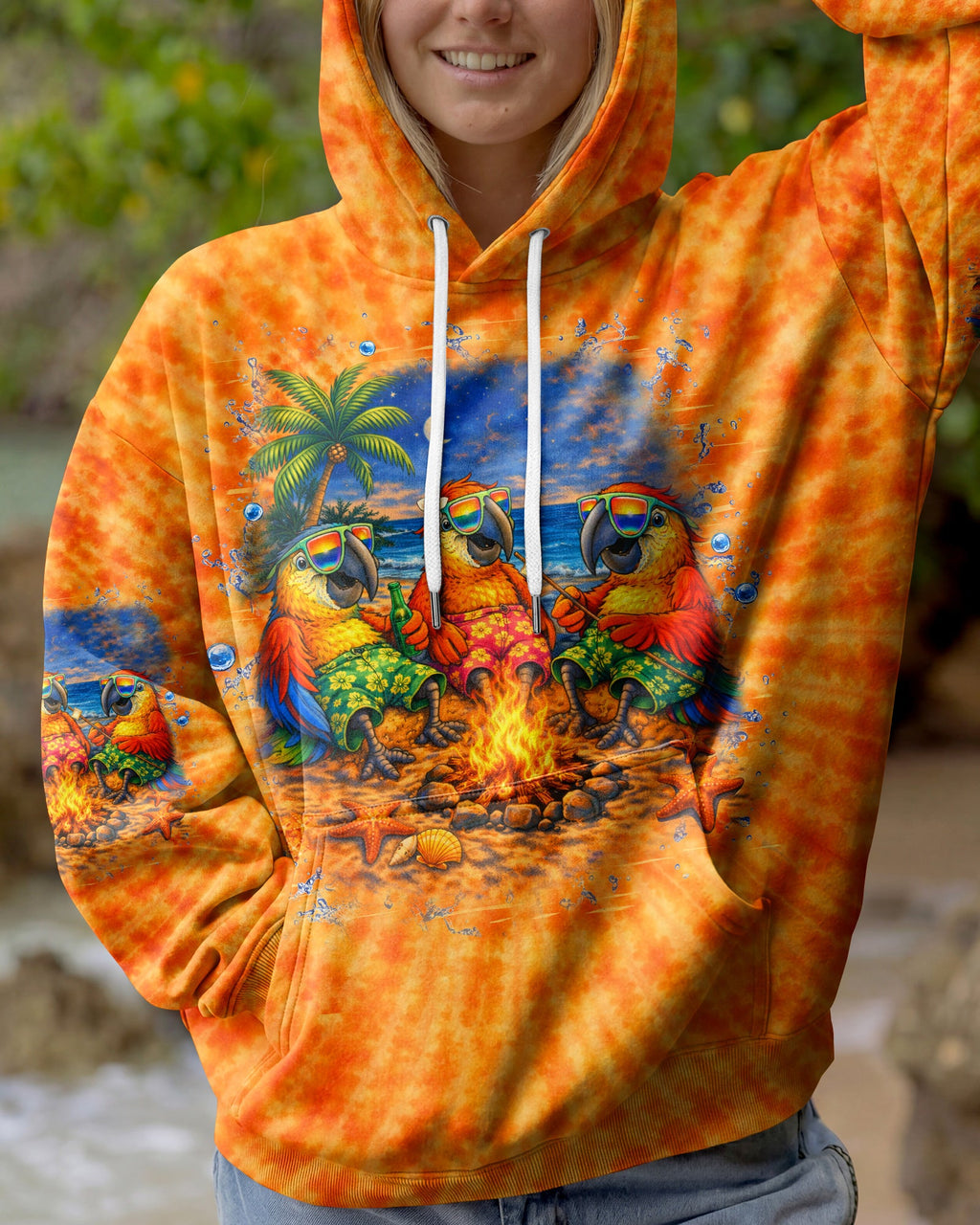 I'M ON ISLAND TIME PARROT SWIRL ALL OVER PRINT    - TLHN0705262