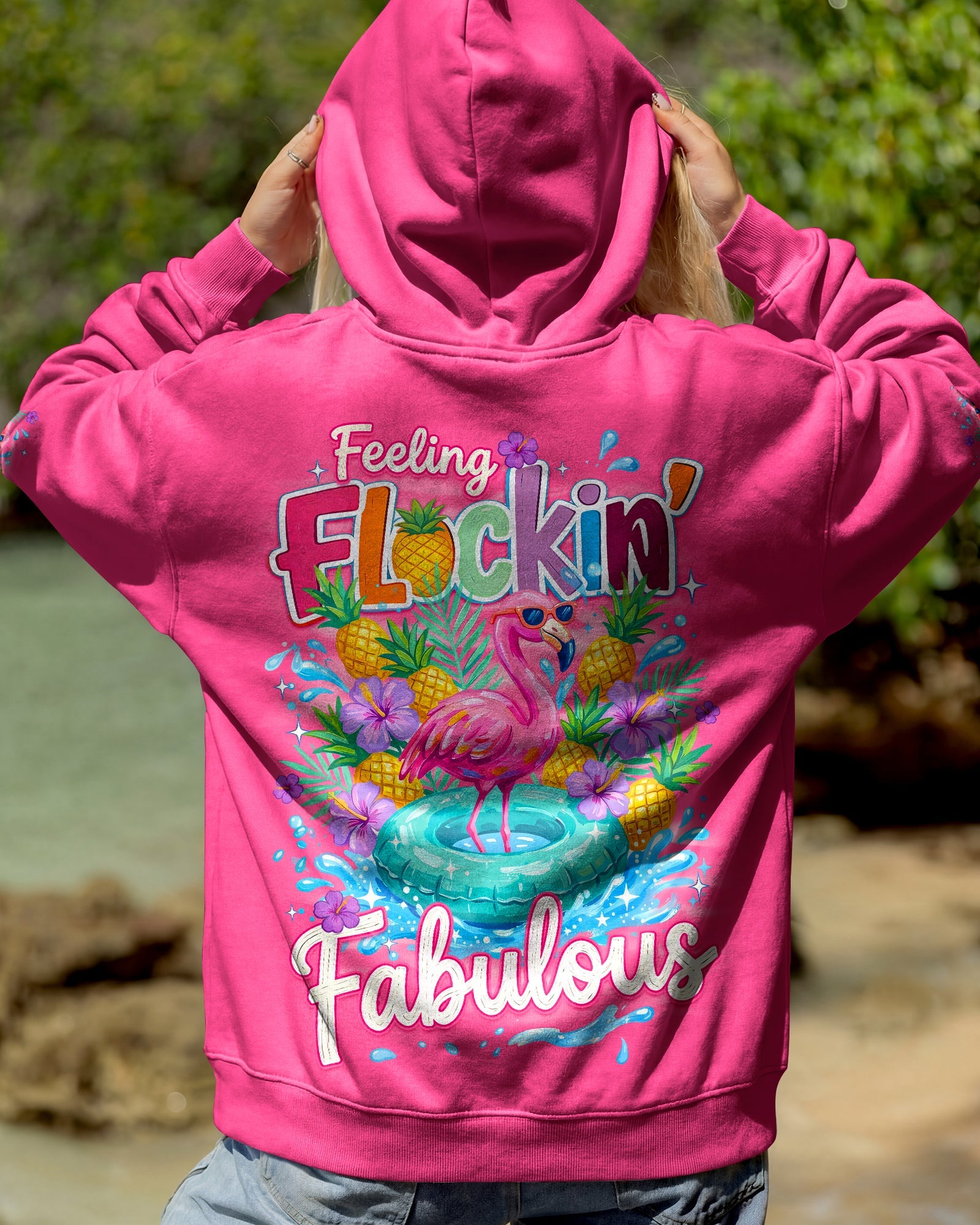 FEELING FLOCKIN' FABULOUS FLAMINGO ALL OVER PRINT - TYQY1004263