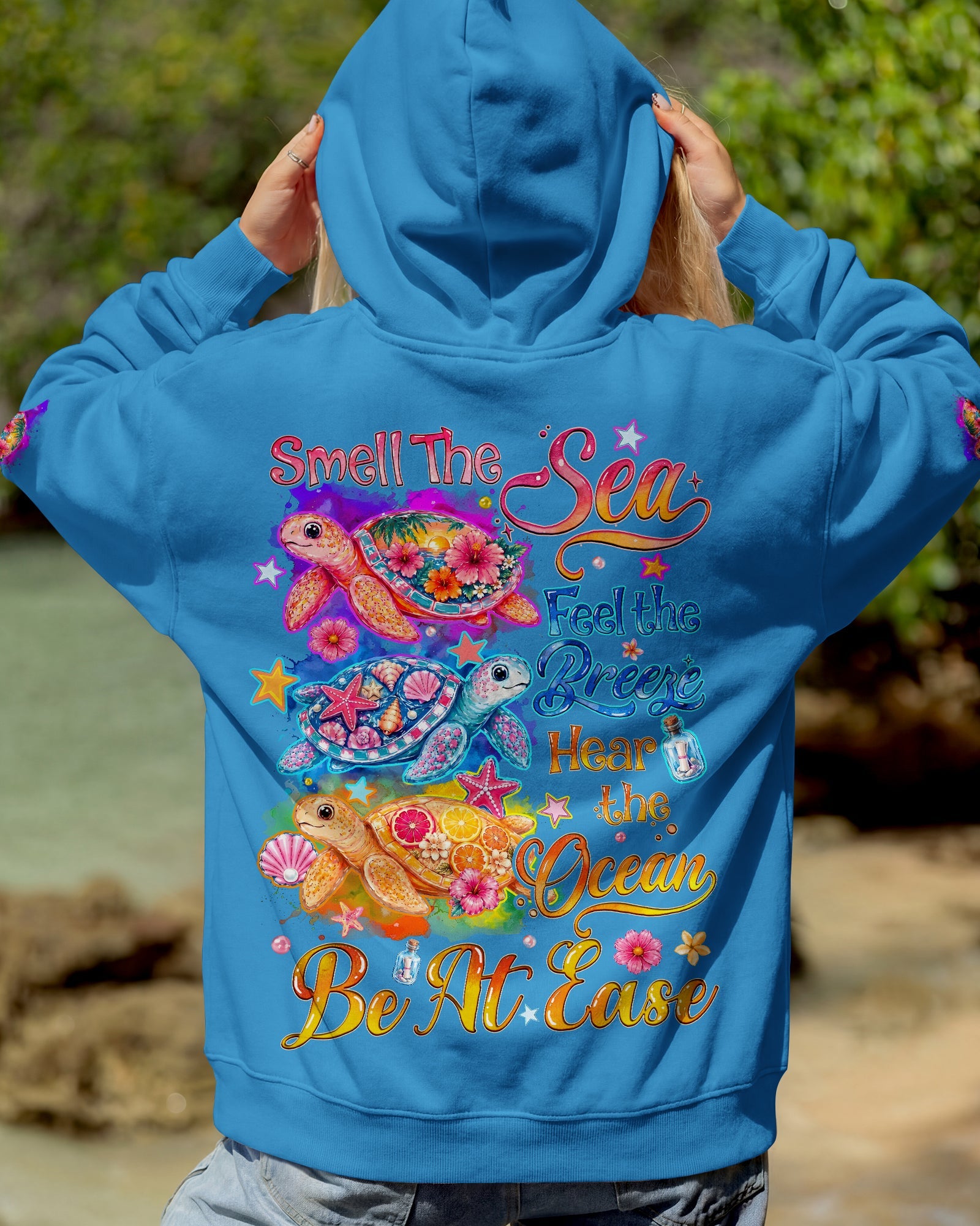 SMELL THE SEA FEEL THE BREEZE TURTLE ALL OVER PRINT - TYQY1505262
