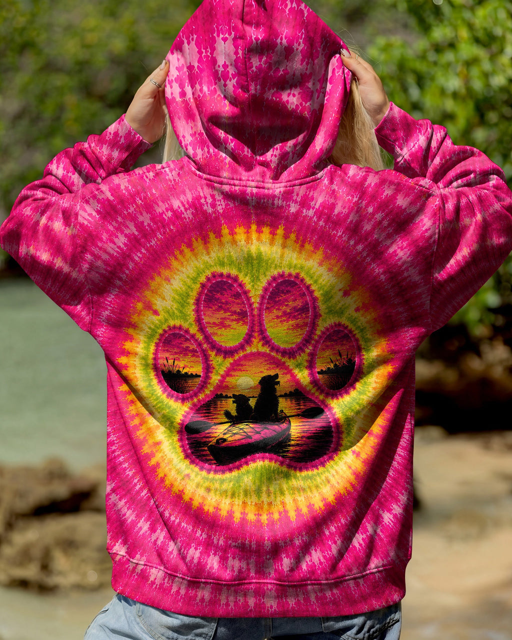 PAW PRINT KAYAK DOG SUNSET ALL OVER PRINT - TLNT0207265