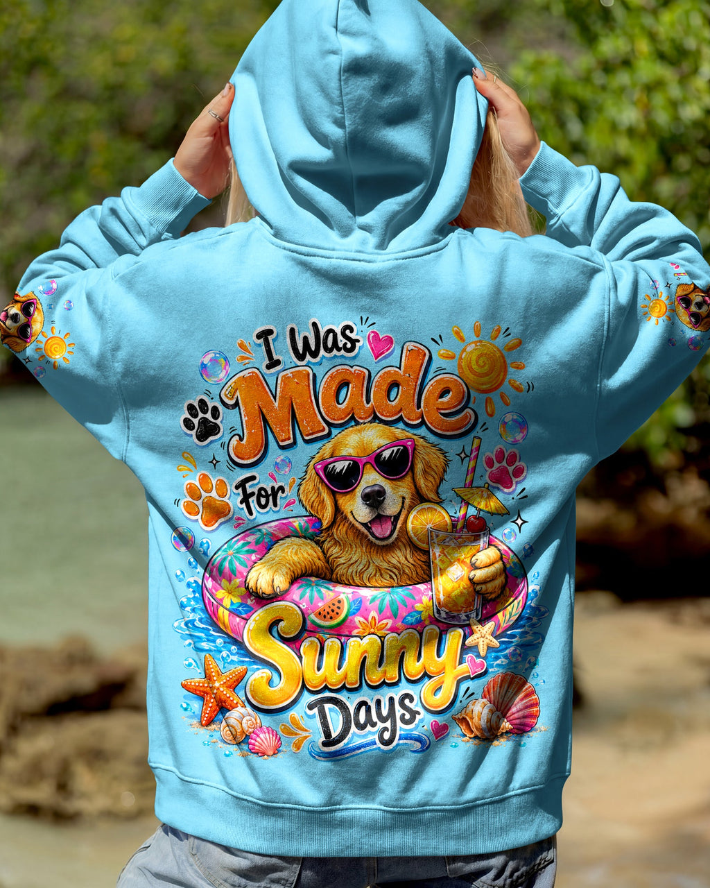 I WAS MADE FOR SUNNY DAYS GOLDEN RETRIEVER DOG ALL OVER PRINT   - TLTW0906261