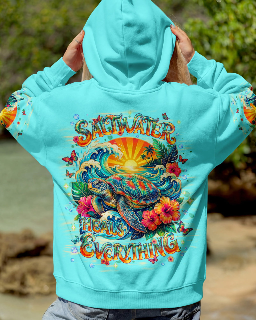 SALTWATER HEALS EVERYTHING TURTLE ALL OVER PRINT  - TLNT1704261