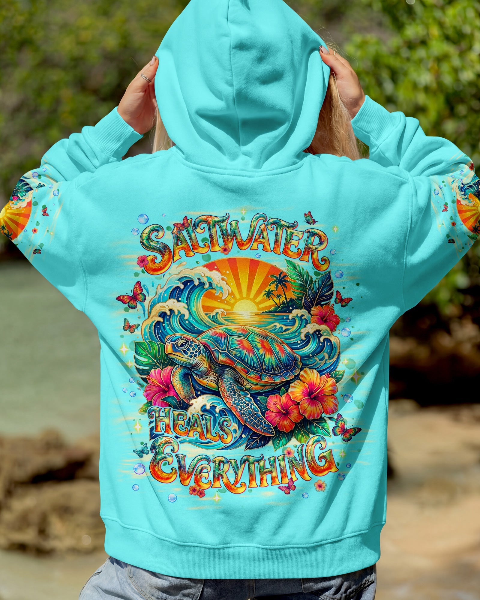 SALTWATER HEALS EVERYTHING TURTLE ALL OVER PRINT  - TLNT1704261