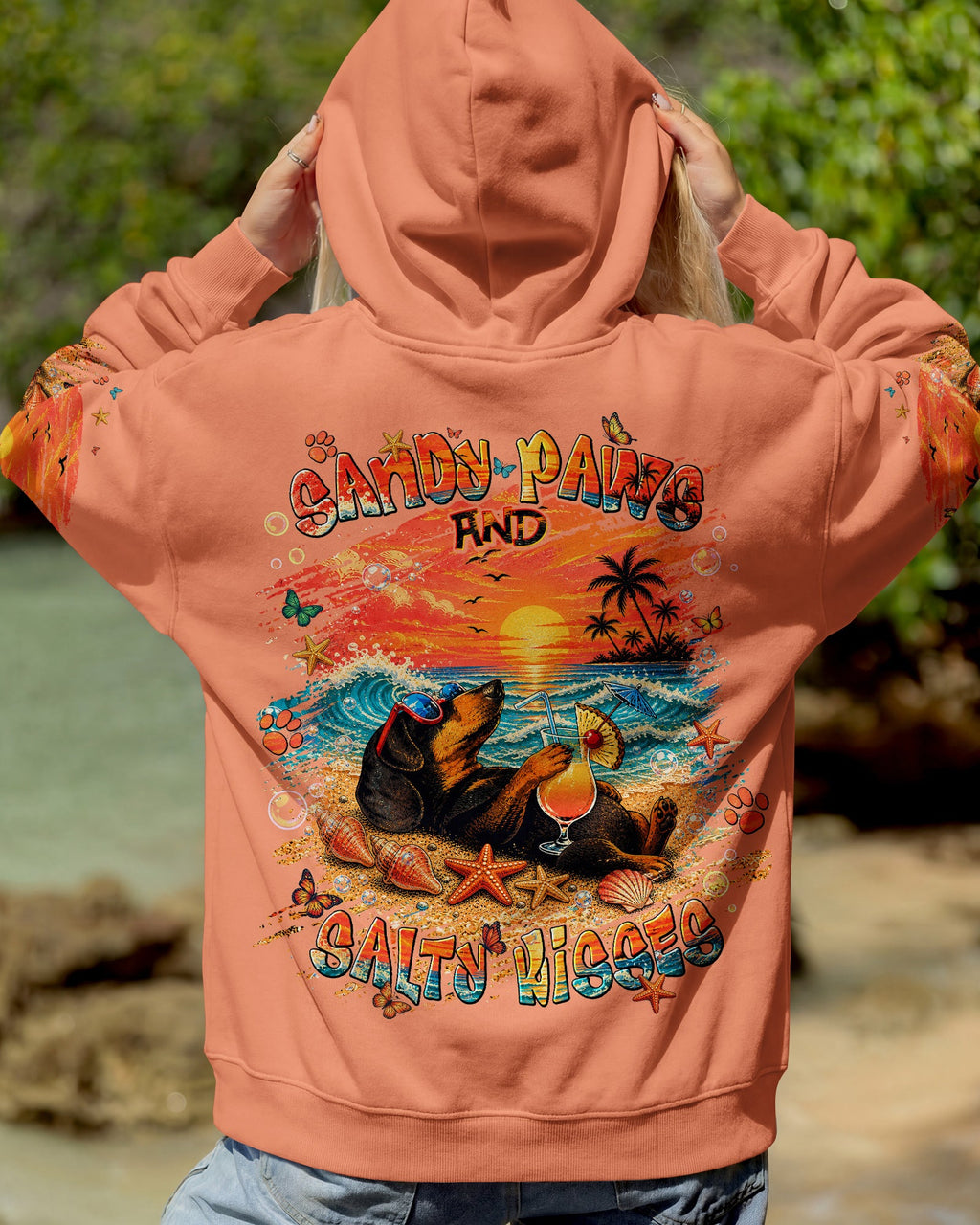 SANDY PAWS AND SALTY KISSES DACHSHUND DOG  ALL OVER PRINT  - TLNT0605263