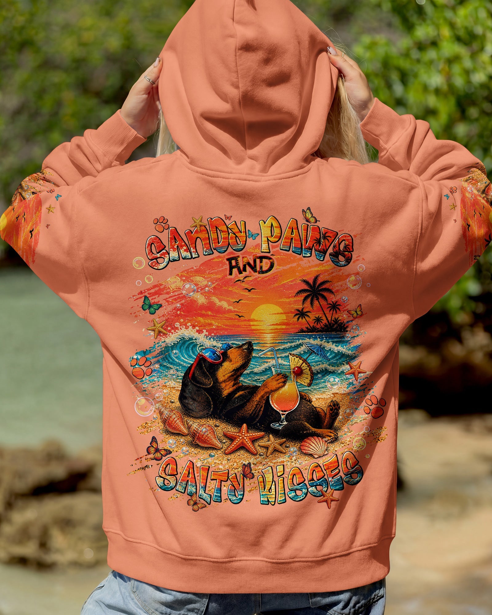 SANDY PAWS AND SALTY KISSES DACHSHUND DOG  ALL OVER PRINT  - TLNT0605263