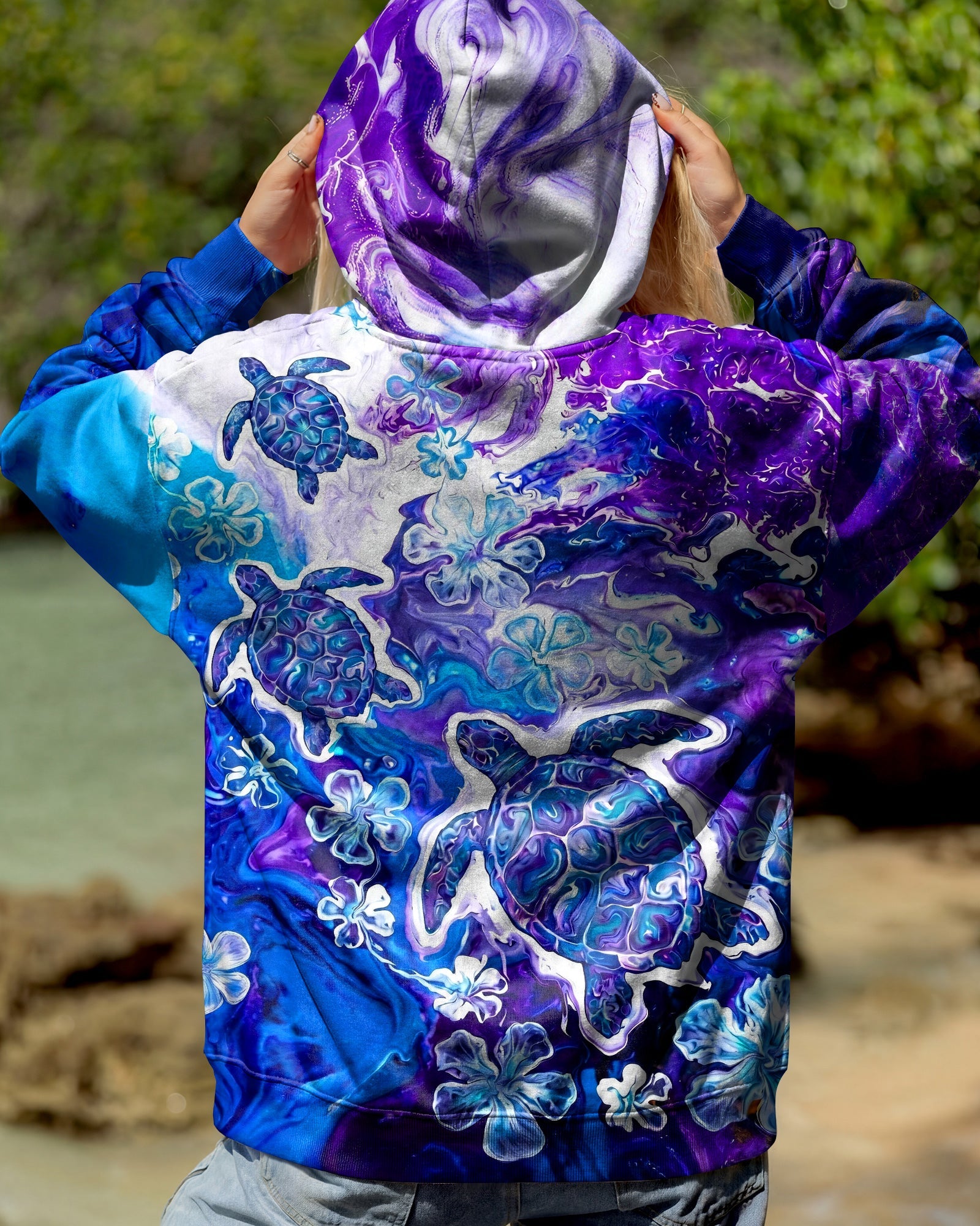 BLUE PURPLE OCEAN TURTLES ALL OVER PRINT - TYLN1806261