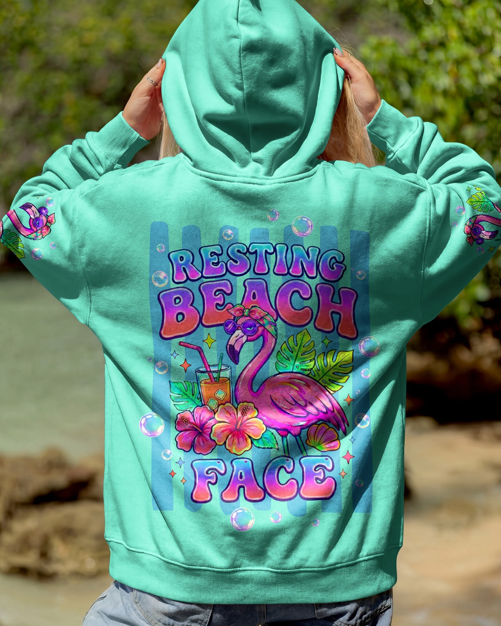 RESTING BEACH FACE FLAMINGO ALL OVER PRINT - TLTW1806264