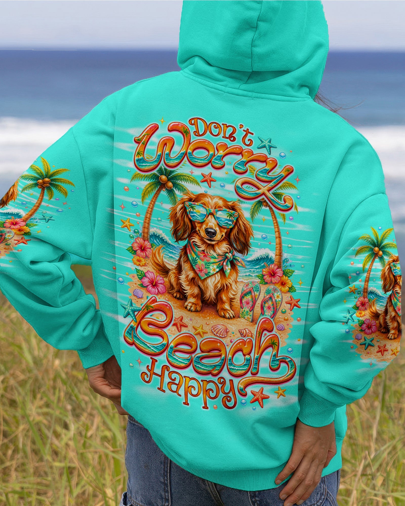 DON'T WORRY  LONG-HAIRED DACHSHUND DOG  ALL OVER PRINT - TLNO0705262