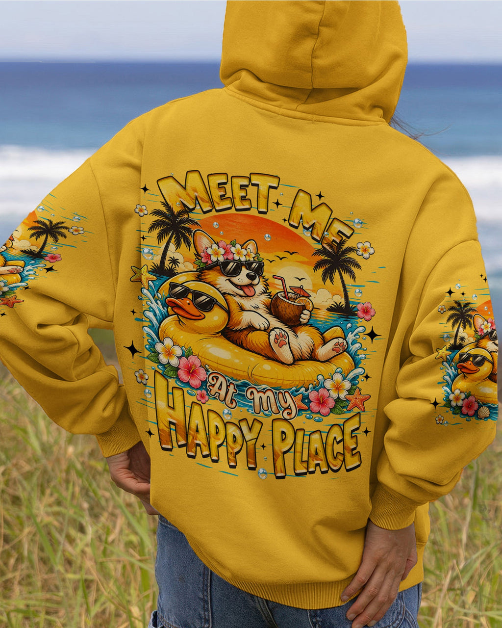 MEET ME AT MY HAPPY PLACE CORGI DOG ALL OVER PRINT   - TLHN2605263