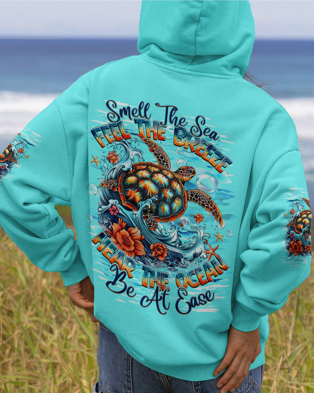 SMELL THE SEA FEEL THE BREEZE TURTLE  ALL OVER PRINT   - TLHG0406263