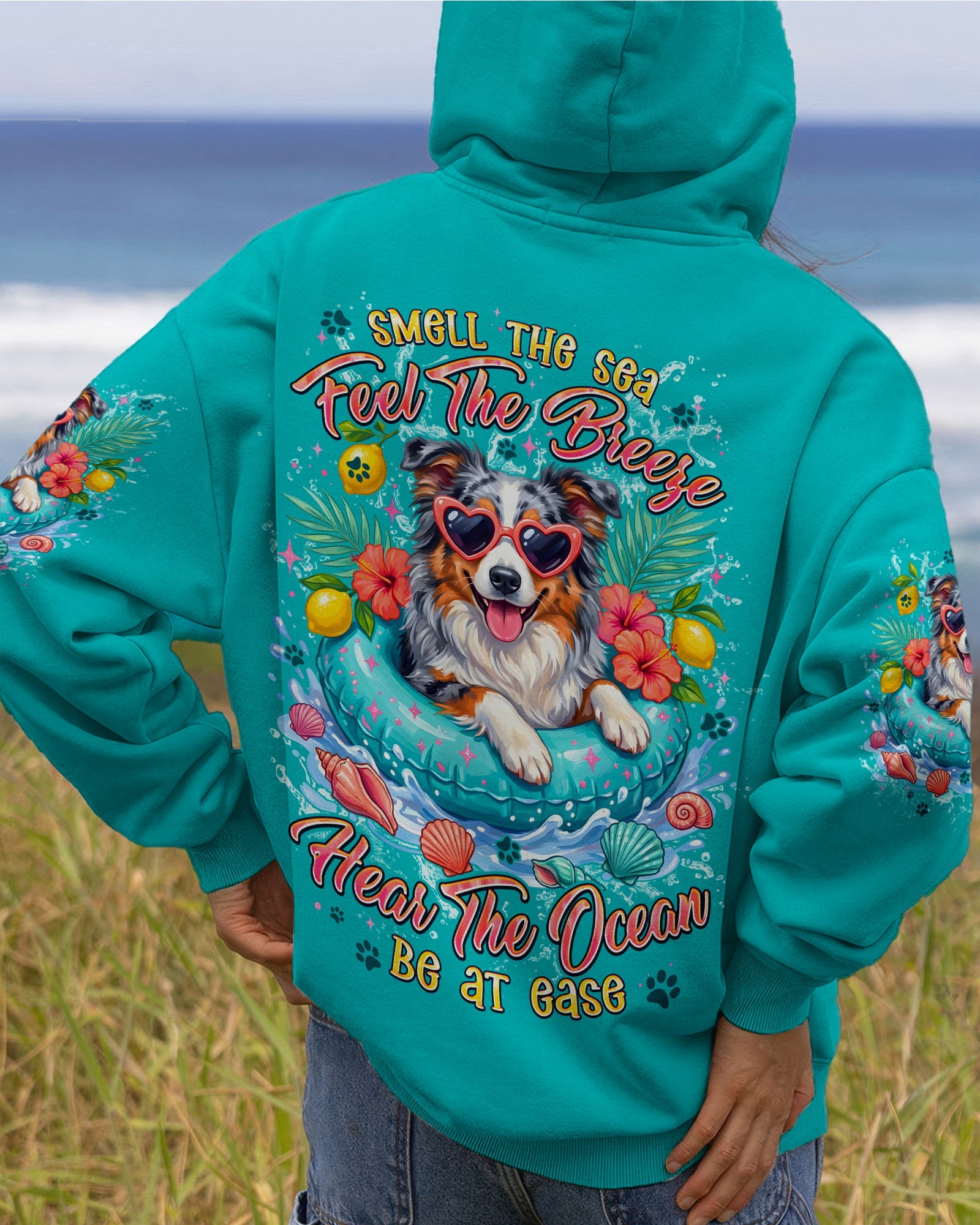SMELL THE SEA FEEL THE BREEZE AUSTRALIAN SHEPHERD DOG ALL OVER PRINT - TYPQ0106261