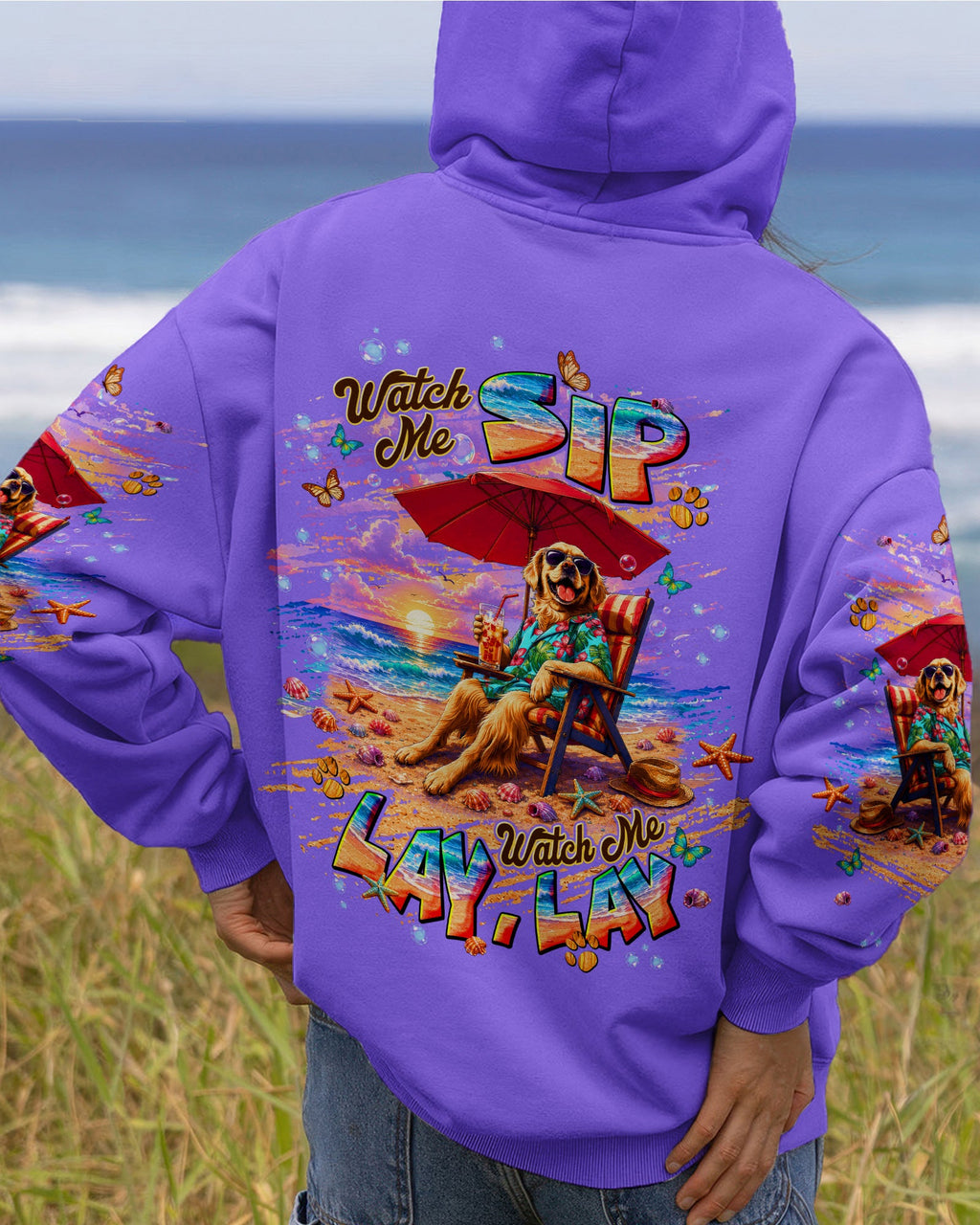 WATCH ME SIP GOLDEN RETRIEVER  DOG ALL OVER PRINT  - TLNT2605263