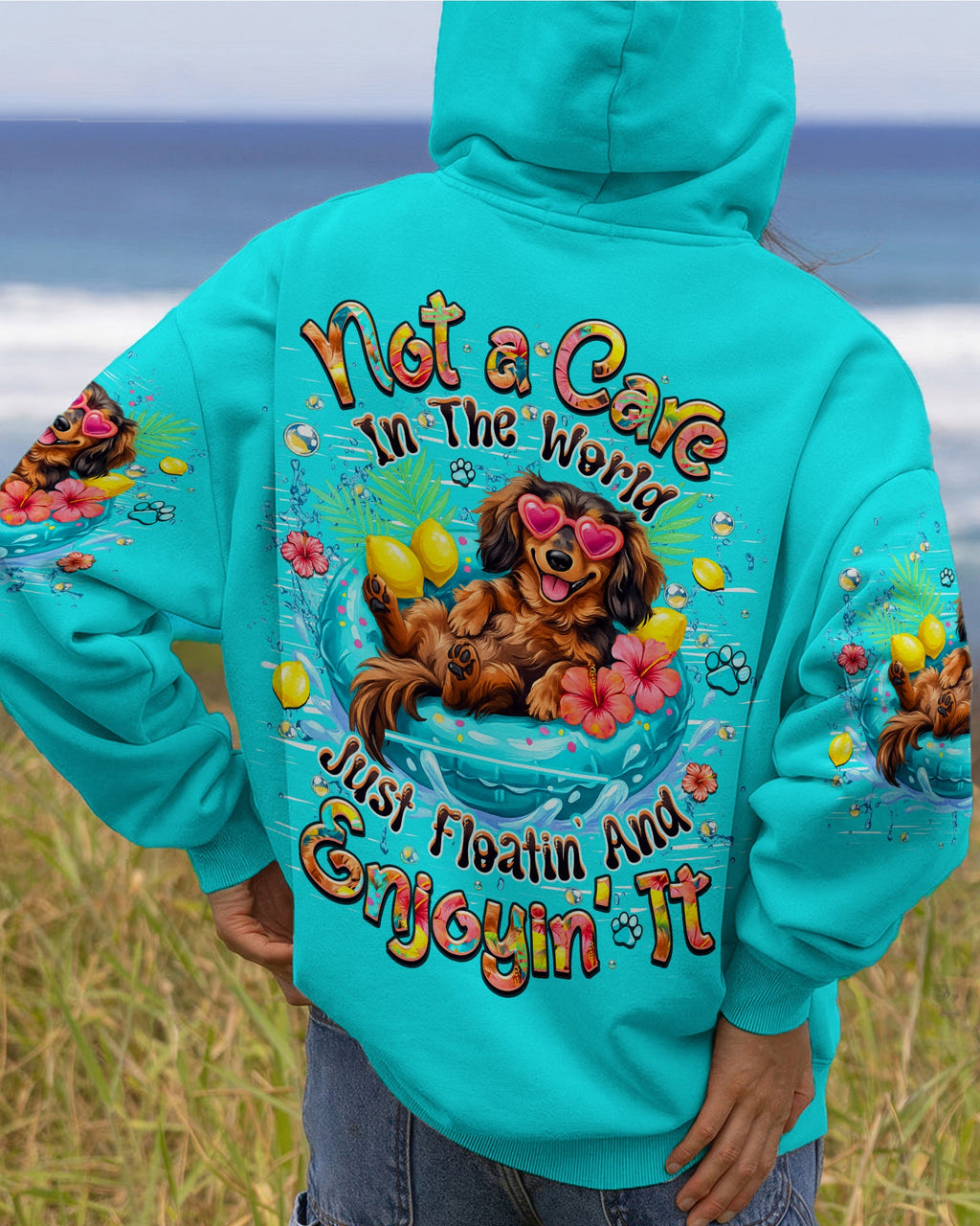 NOT A CARE IN THE WORLD DACHSHUND DOG  ALL OVER PRINT  - TLHN2105261