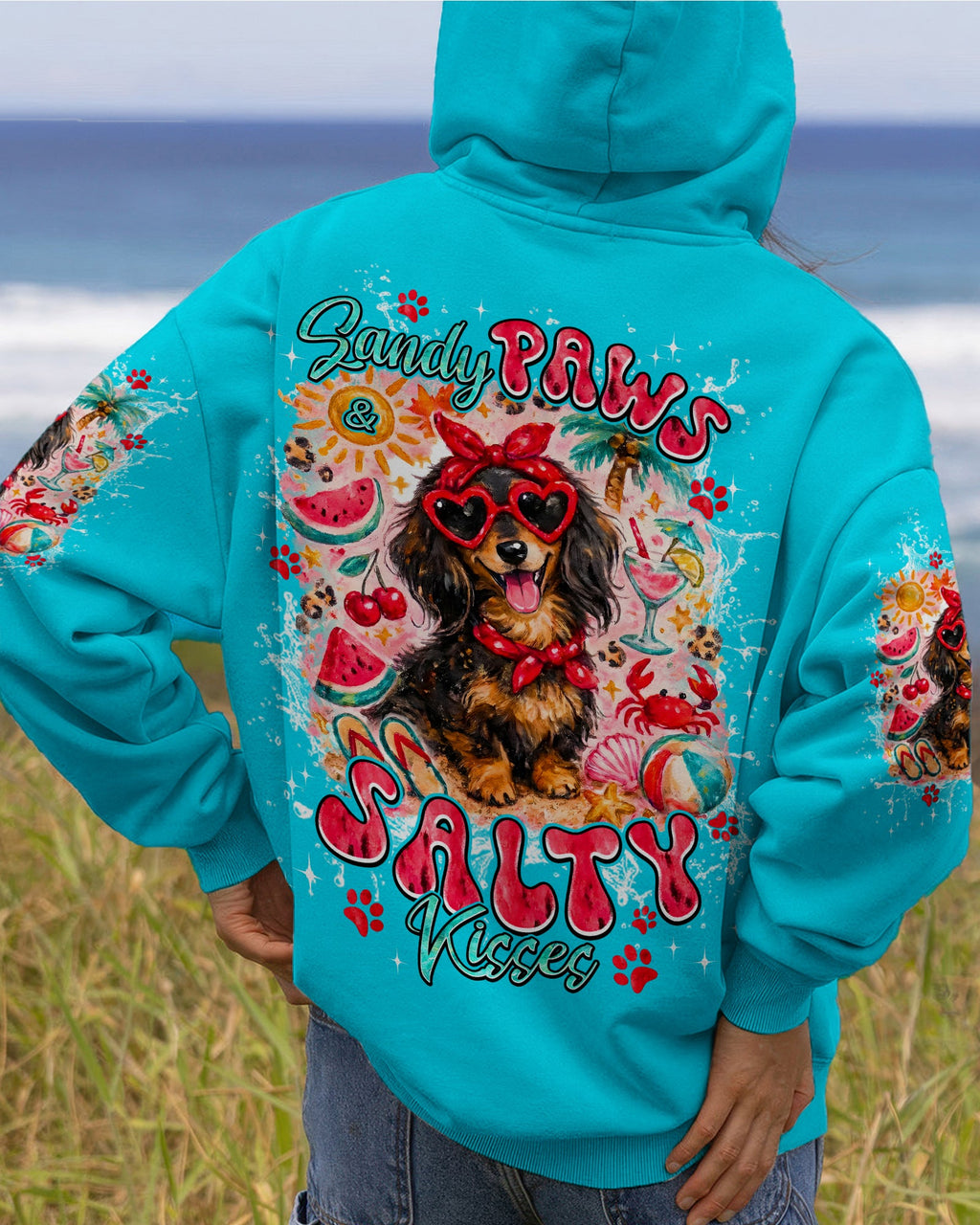 SANDY PAWS AND SALTY KISSES DACHSHUND ALL OVER PRINT - TYPQ2505262