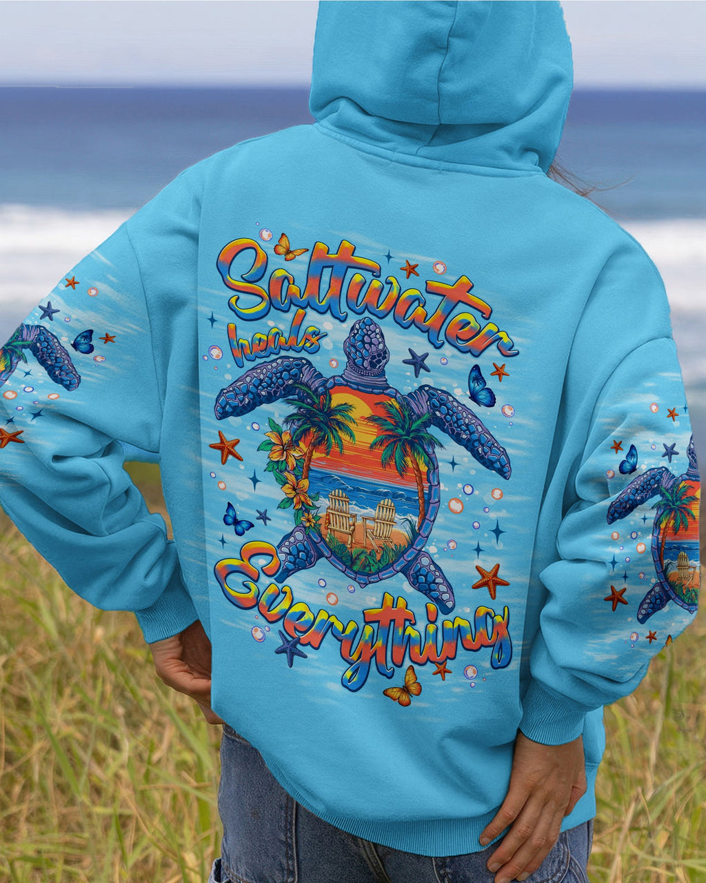 SALTWATER HEALS EVERYTHING TURTLE ALL OVER PRINT   - TLNT0406263