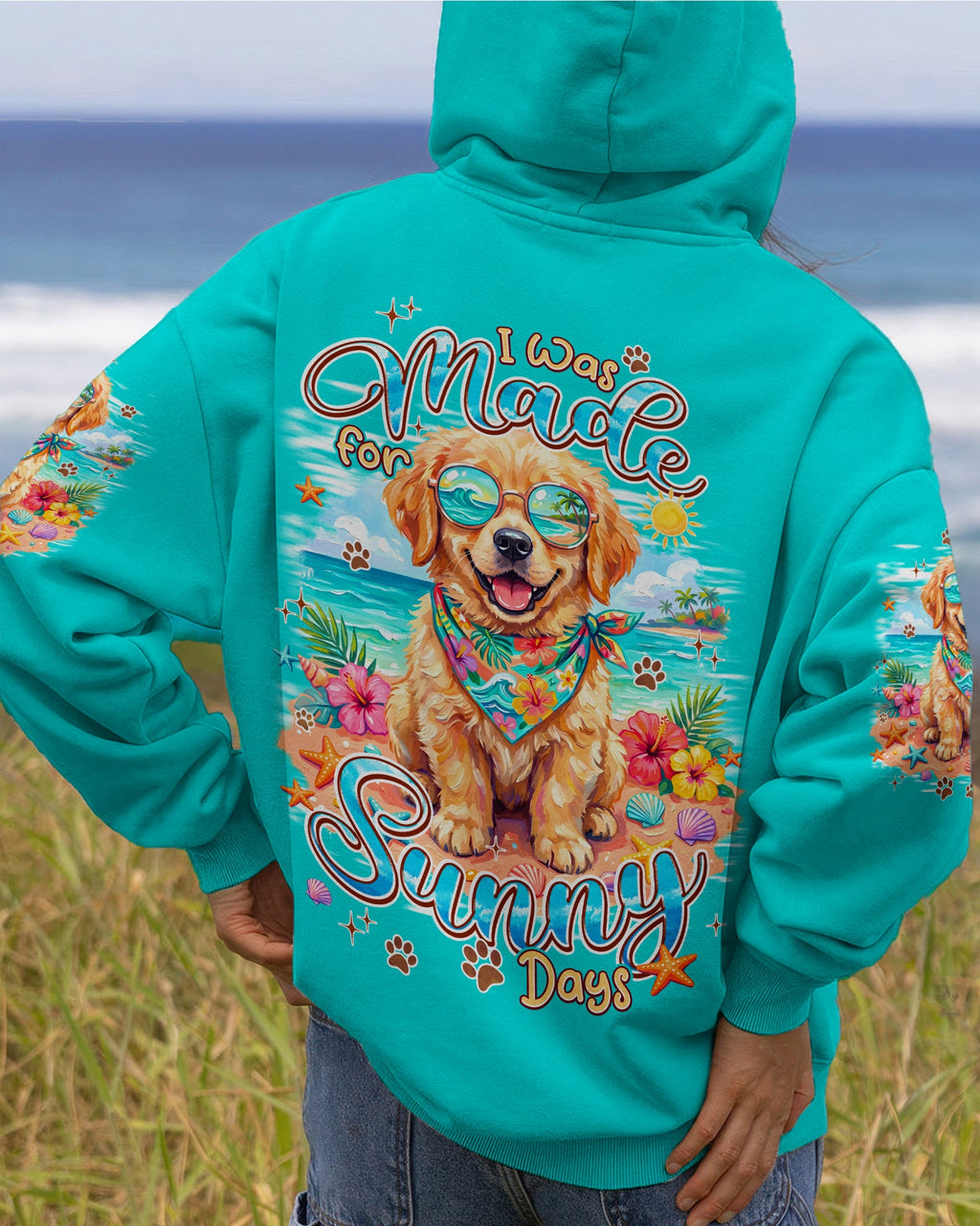 I WAS MADE FOR SUNNY DAYS GOLDEN RETRIEVER DOG ALL OVER PRINT - TYPQ2105263